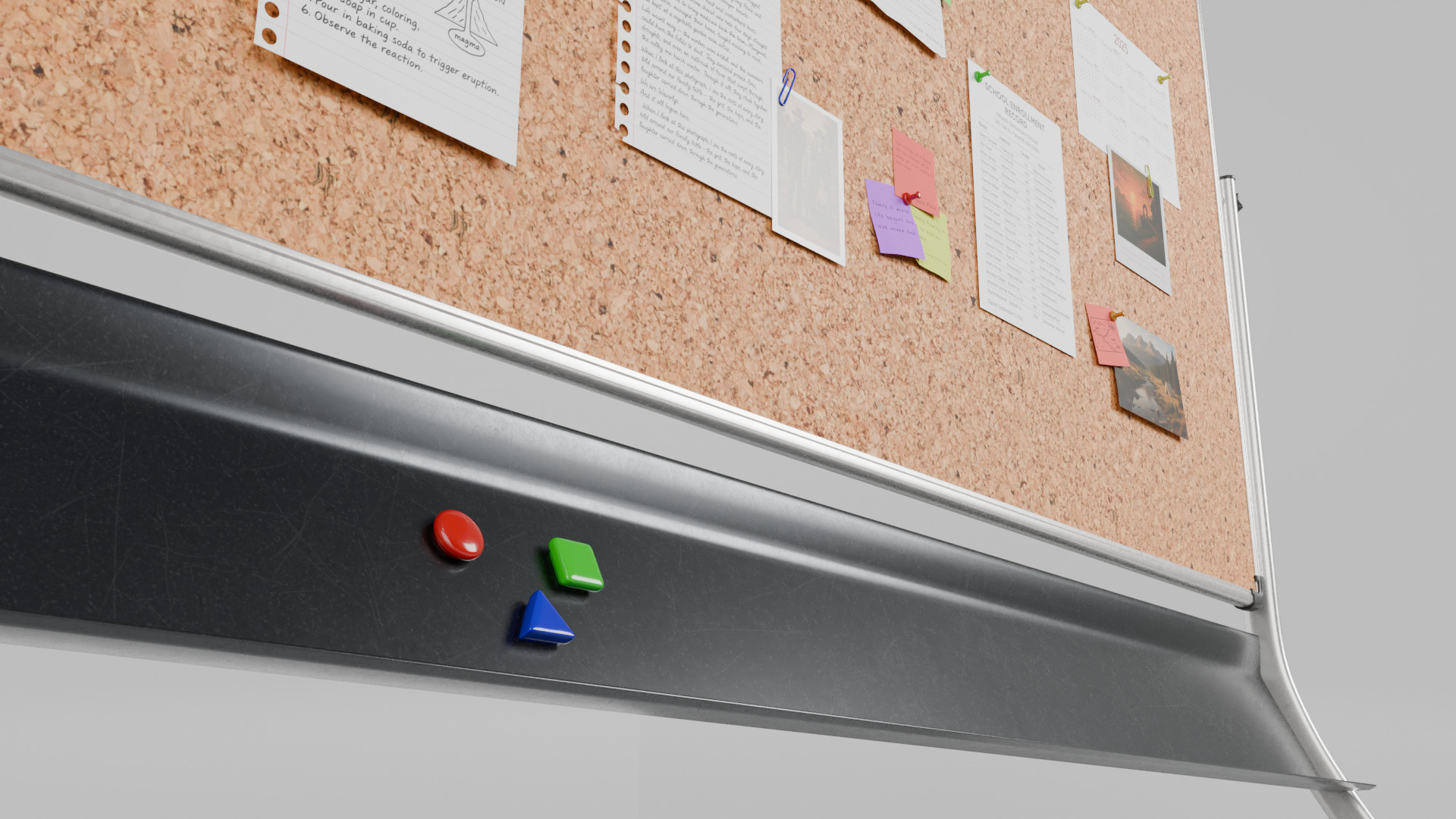 Double-Sided Metal Corkboard -Customizable Rectangular Pin Board Low-poly 3D model_13
