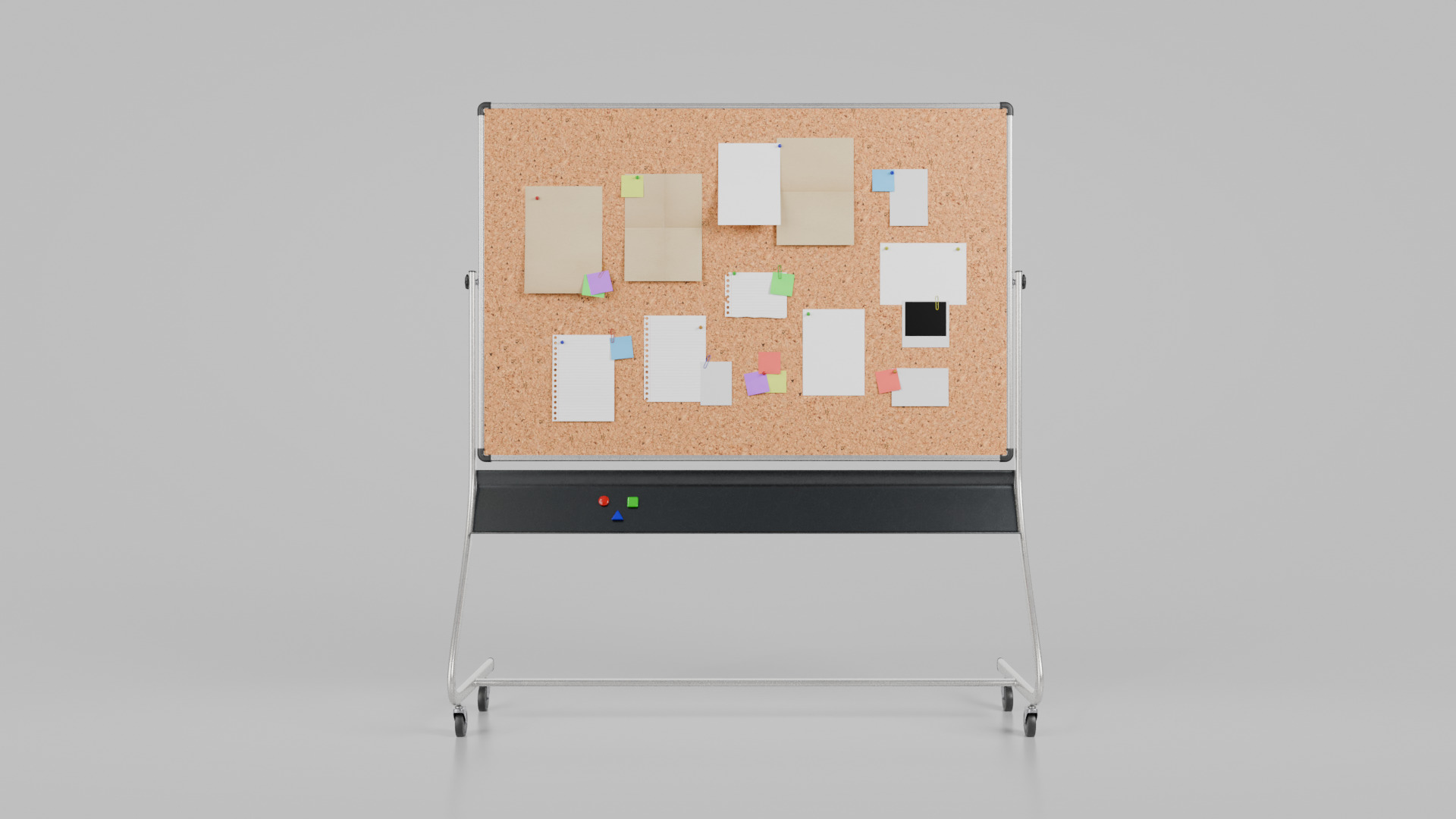 Double-Sided Metal Corkboard -Customizable Rectangular Pin Board Low-poly 3D model_4