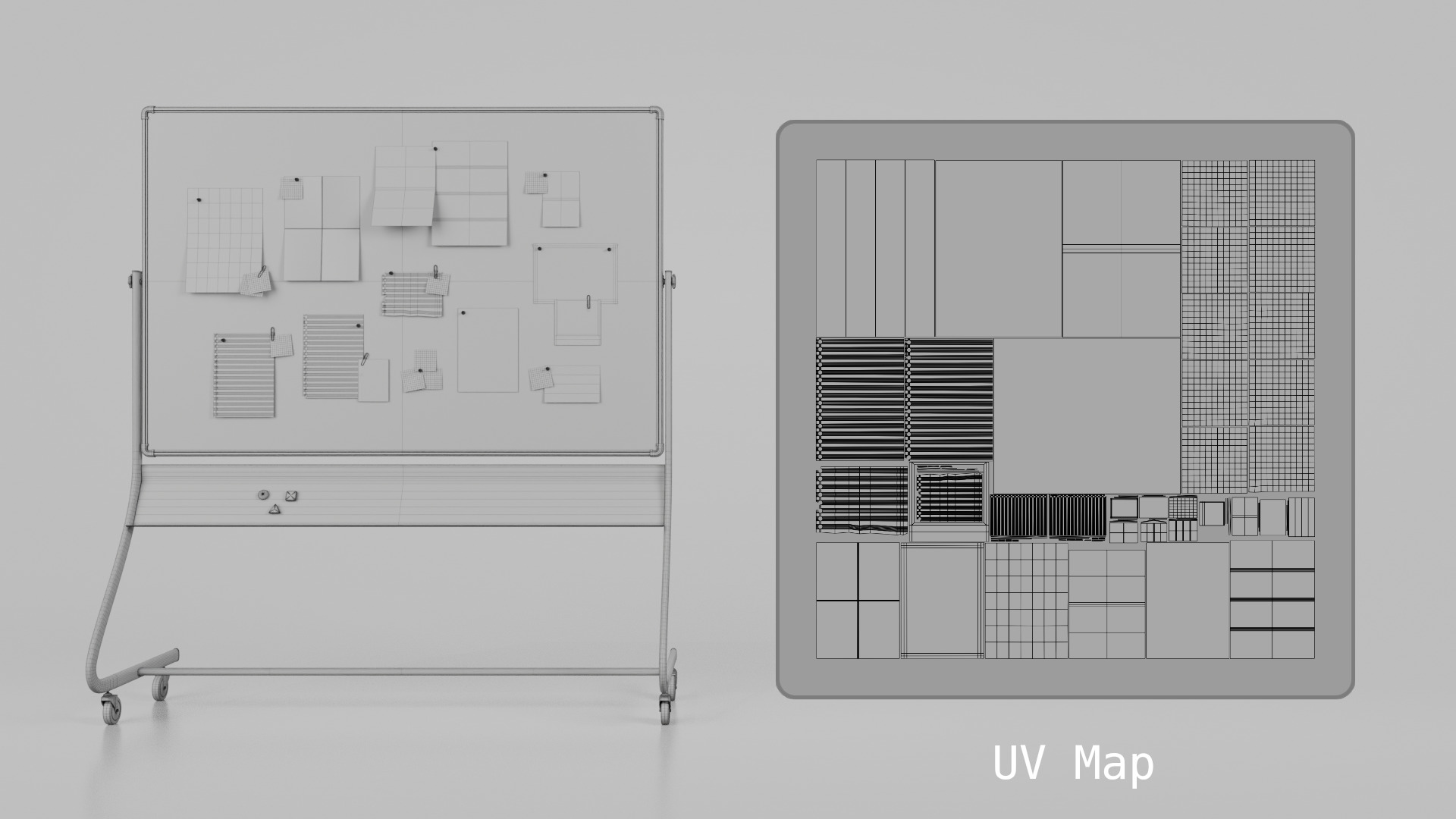 Double-Sided Metal Corkboard -Customizable Rectangular Pin Board Low-poly 3D model_17