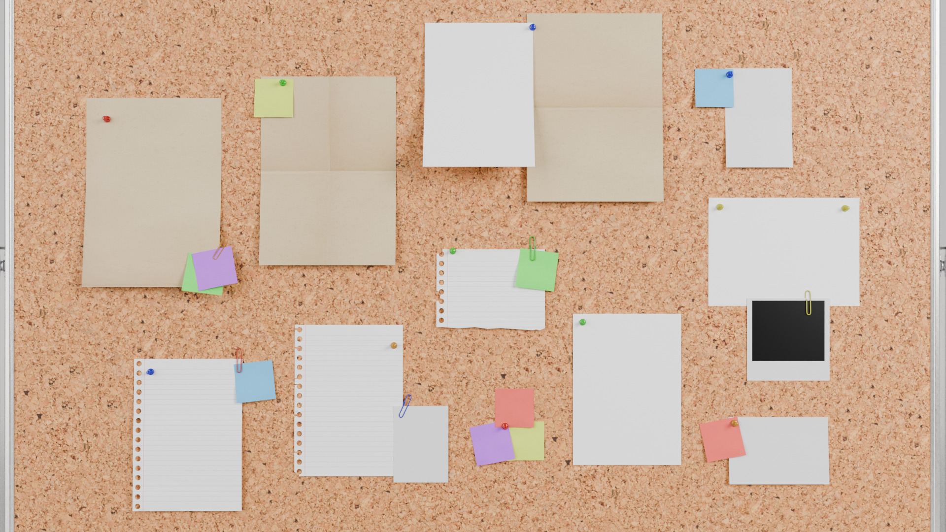 Double-Sided Metal Corkboard -Customizable Rectangular Pin Board Low-poly 3D model_15