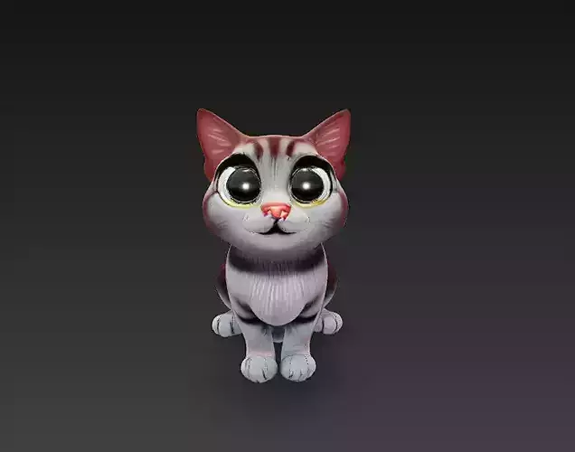 Cute Cat 3D Model Basic - Low Poly Simple Low-poly 3D model