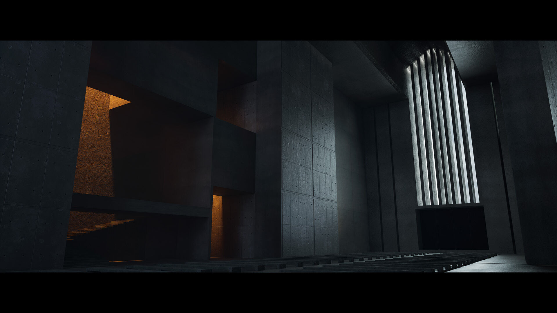 Brutalist Church Environment Low-poly 3D model_9