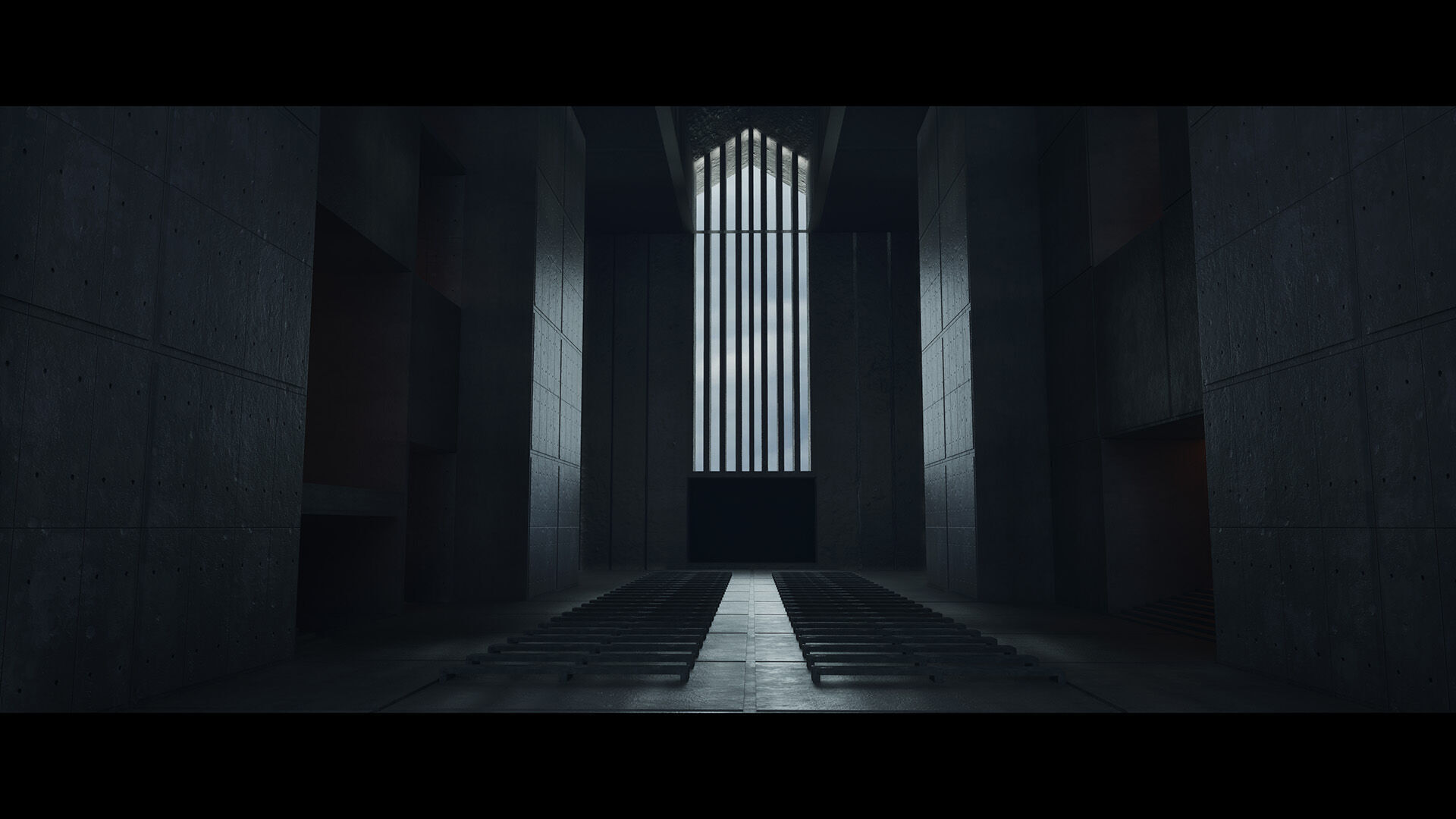 Brutalist Church Environment Low-poly 3D model_2