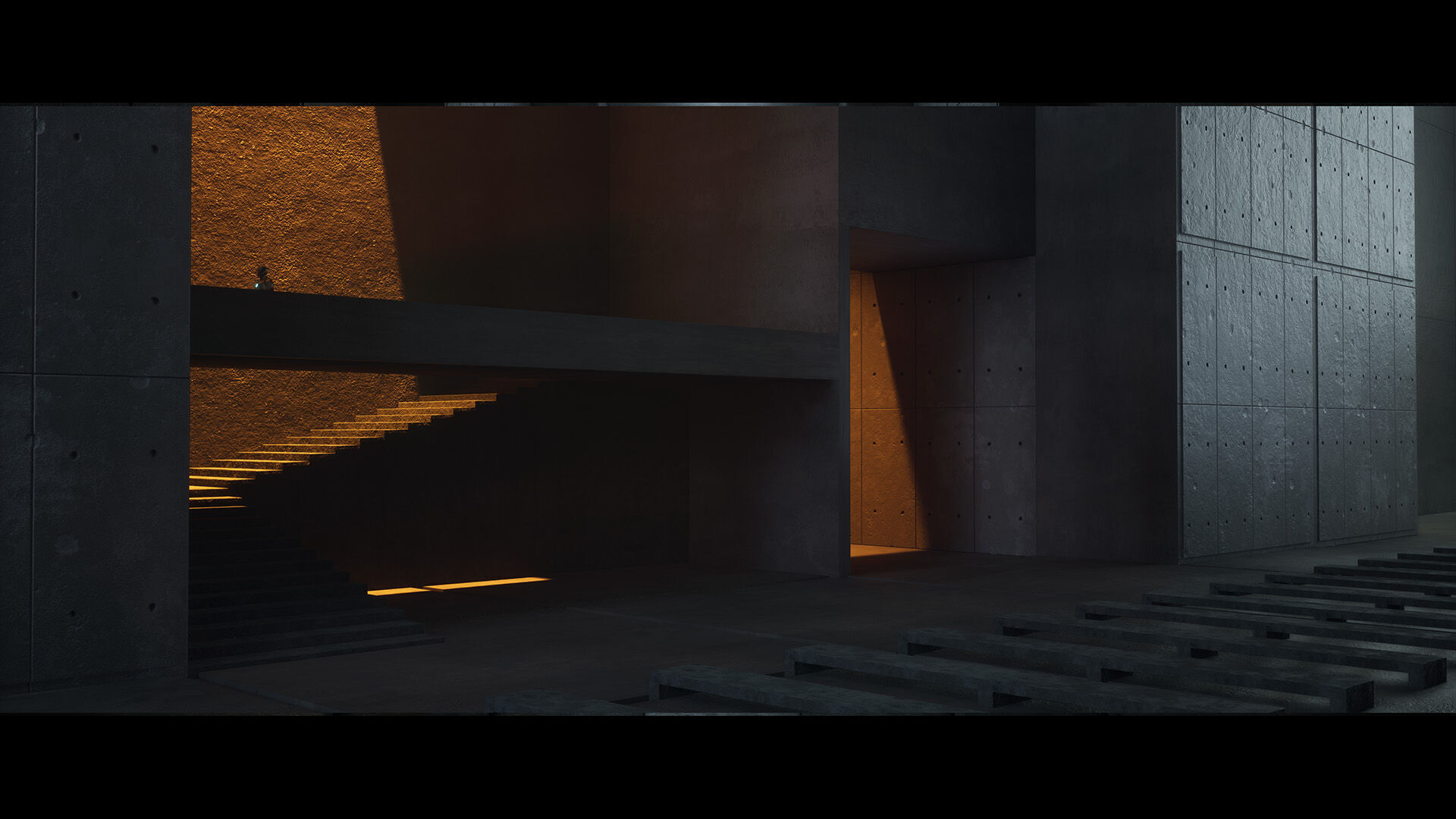 Brutalist Church Environment Low-poly 3D model_7