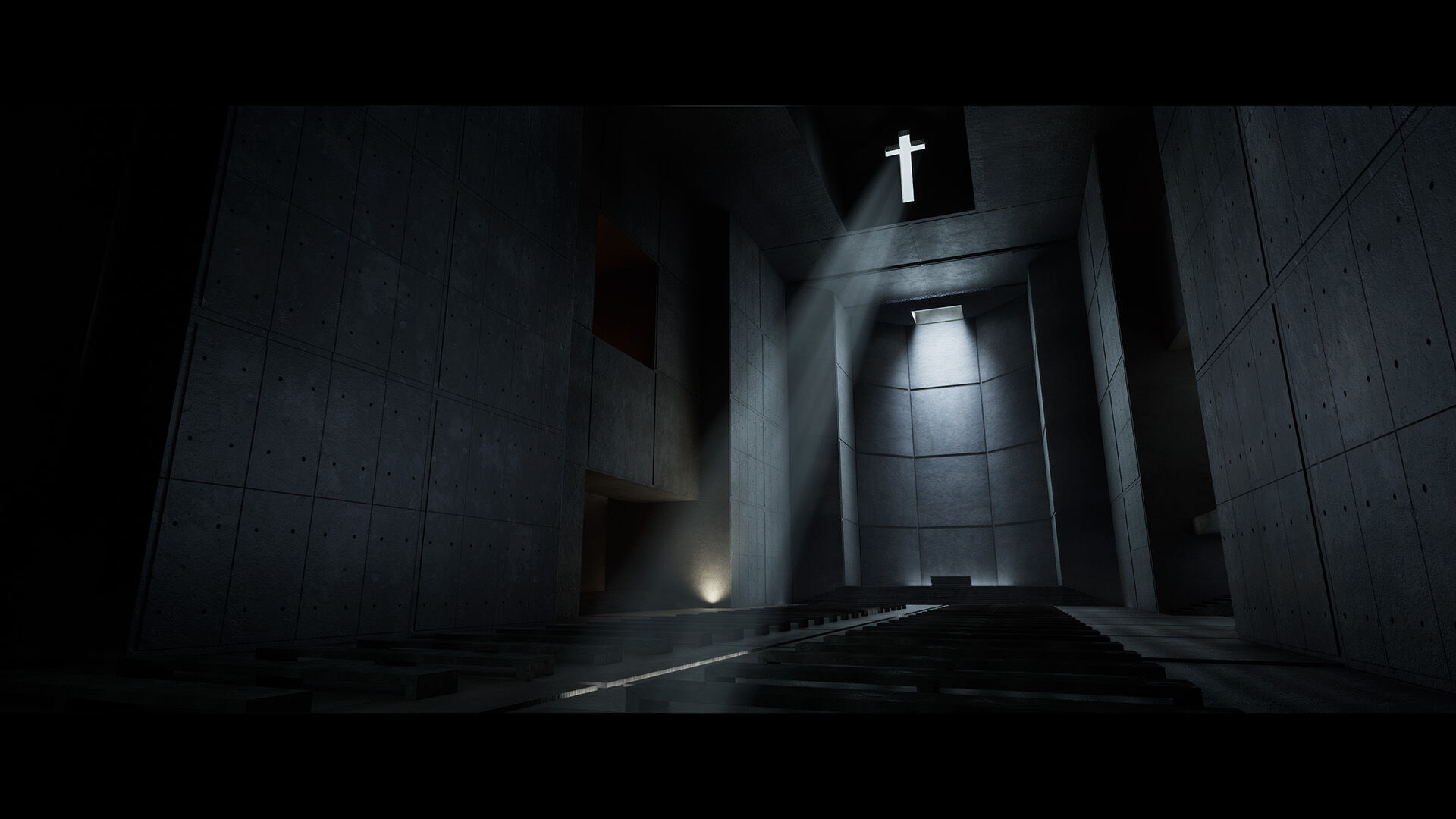 Brutalist Church Environment Low-poly 3D model_10