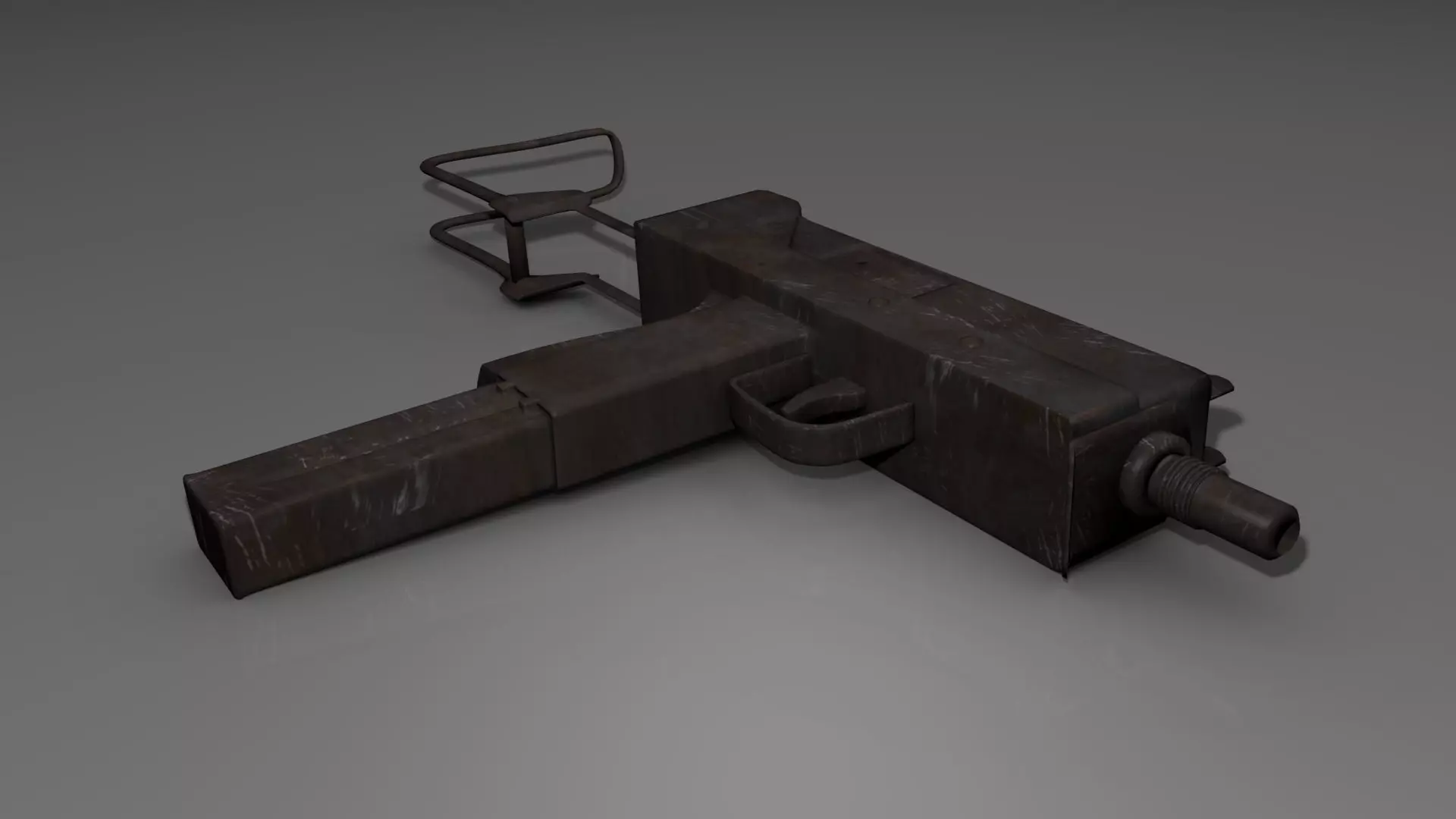 Rusted Ingram Mac-10 Low-poly 3D model_0