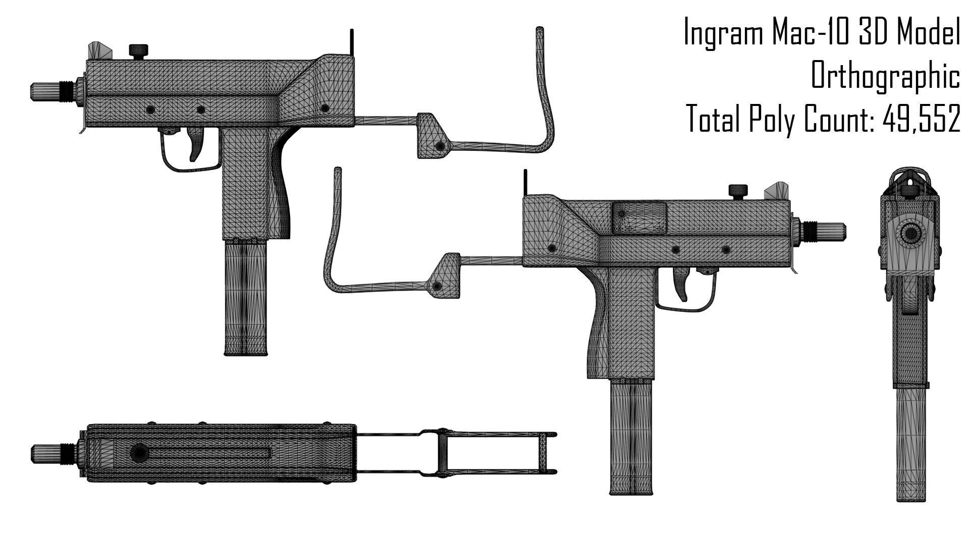 Rusted Ingram Mac-10 Low-poly 3D model_2