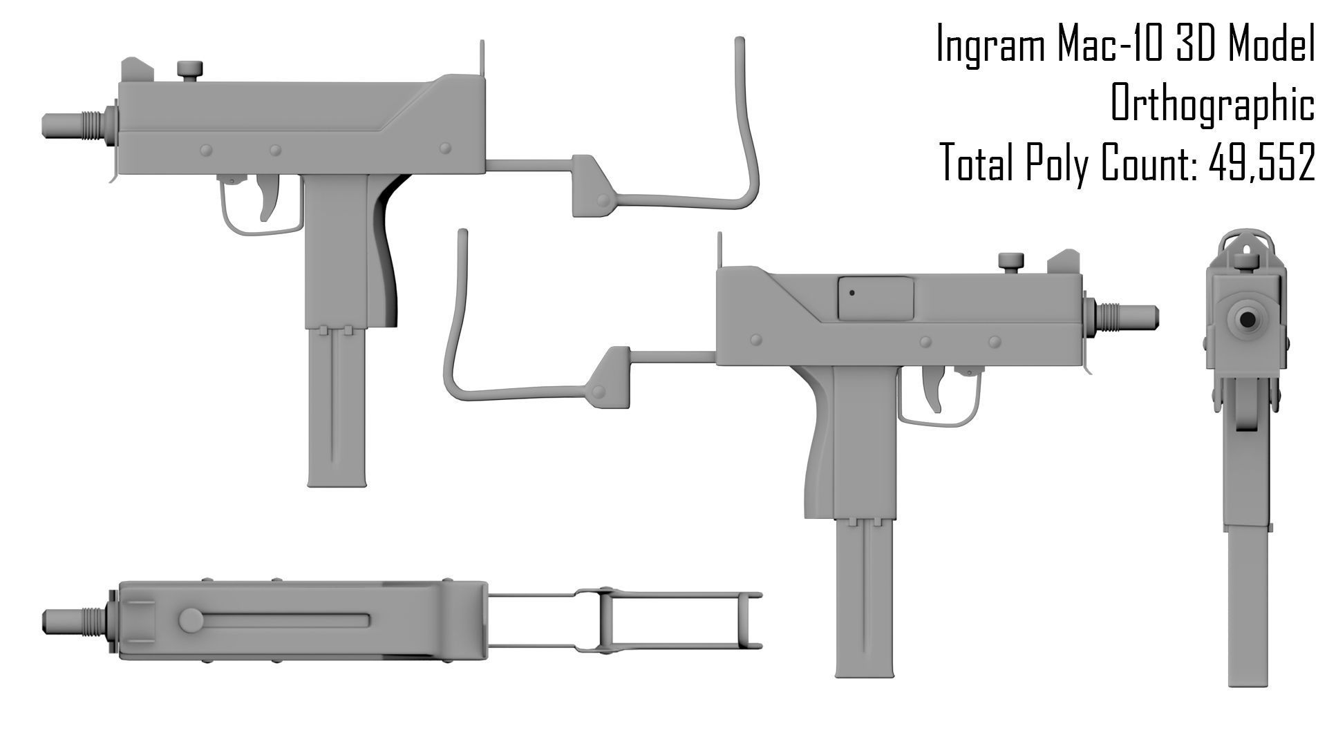 Rusted Ingram Mac-10 Low-poly 3D model_1