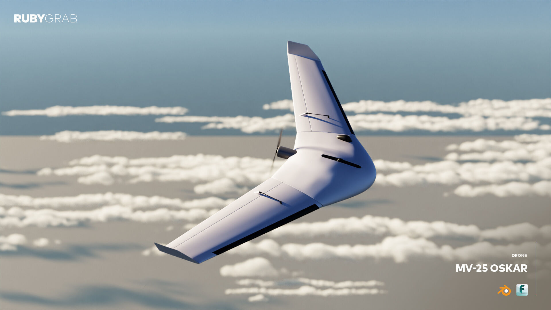 MV 25 OSKAR Fixed-Wing Loitering Munition Drone 3D model_2