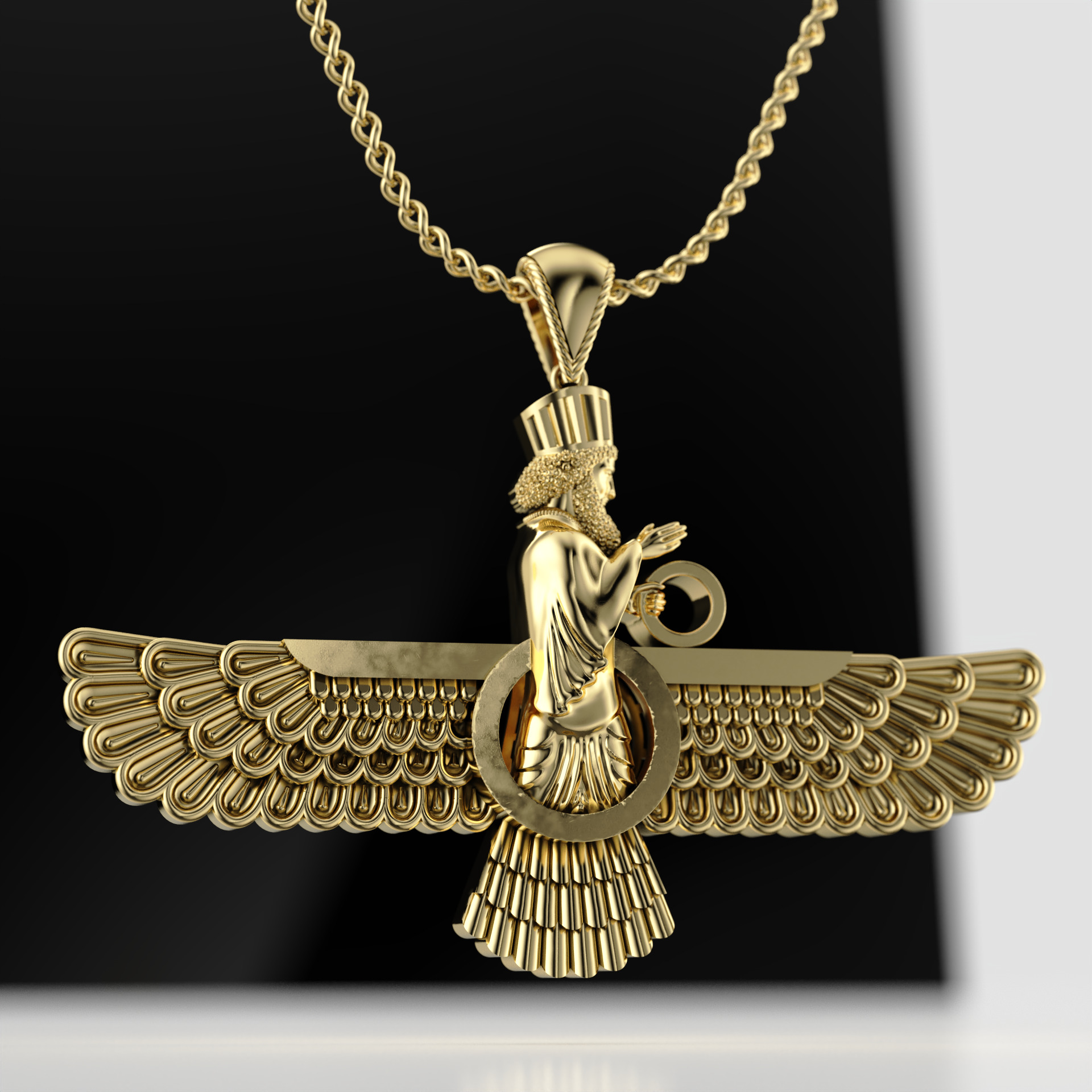 Faravahar Ahura Mazda Pendant 3D print model_2
