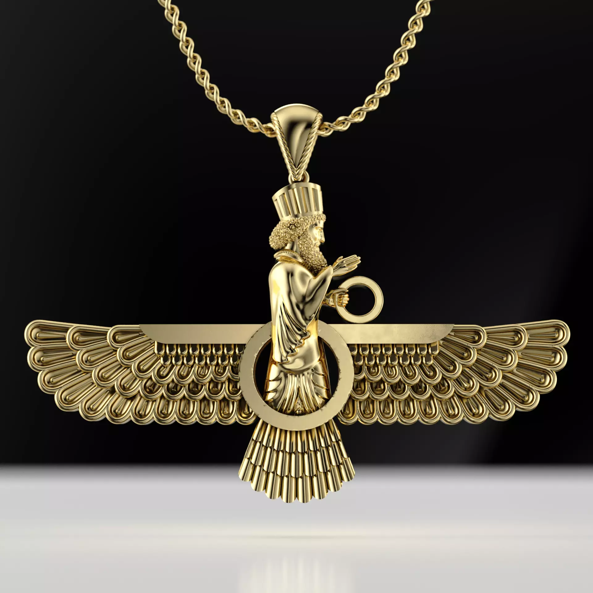 Faravahar Ahura Mazda Pendant 3D print model_0