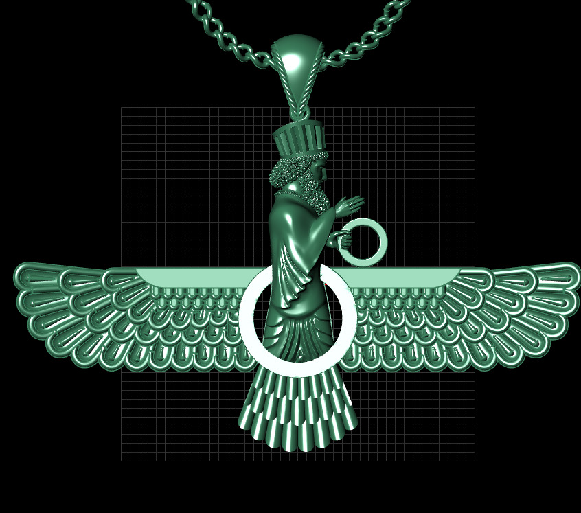 Faravahar Ahura Mazda Pendant 3D print model_6