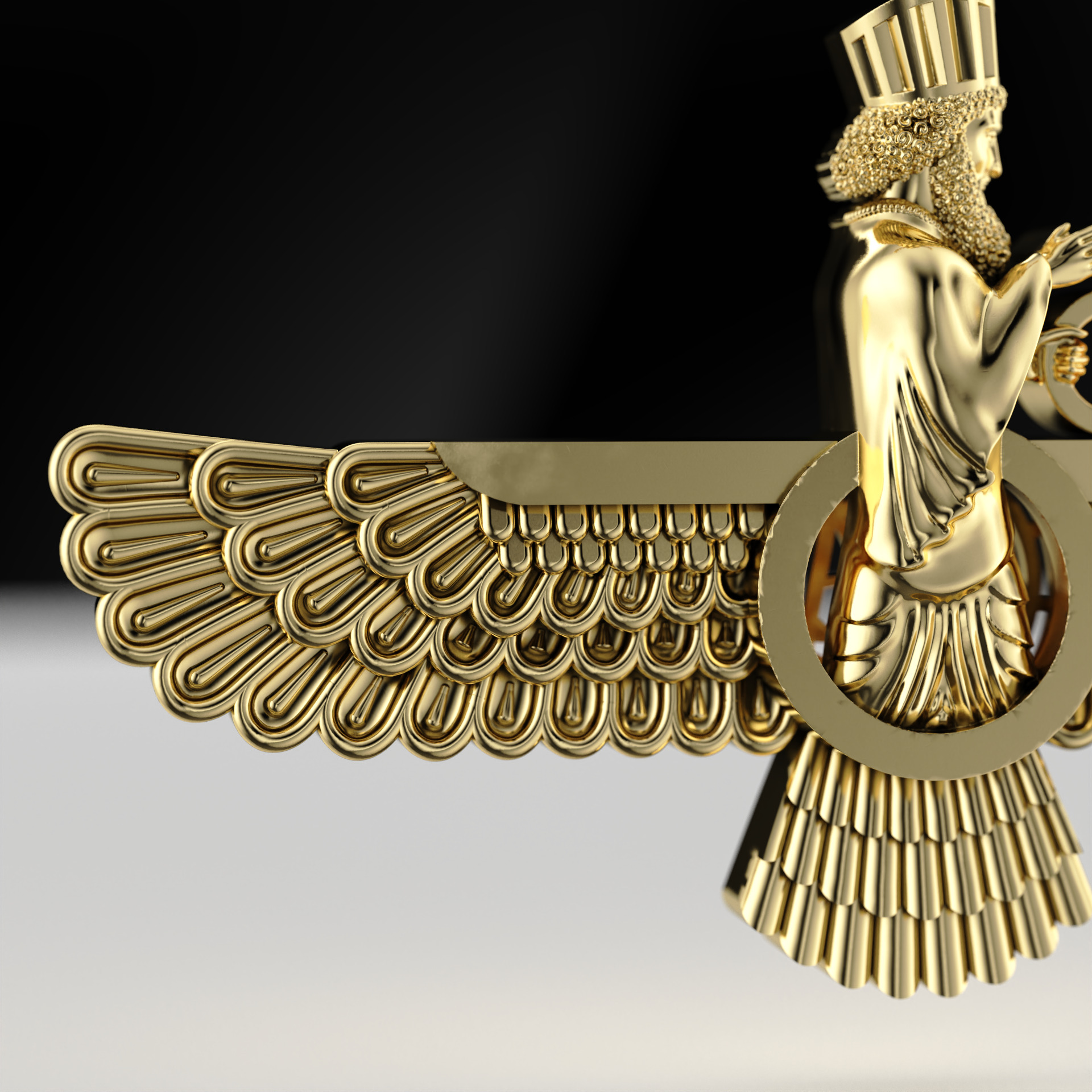Faravahar Ahura Mazda Pendant 3D print model_4
