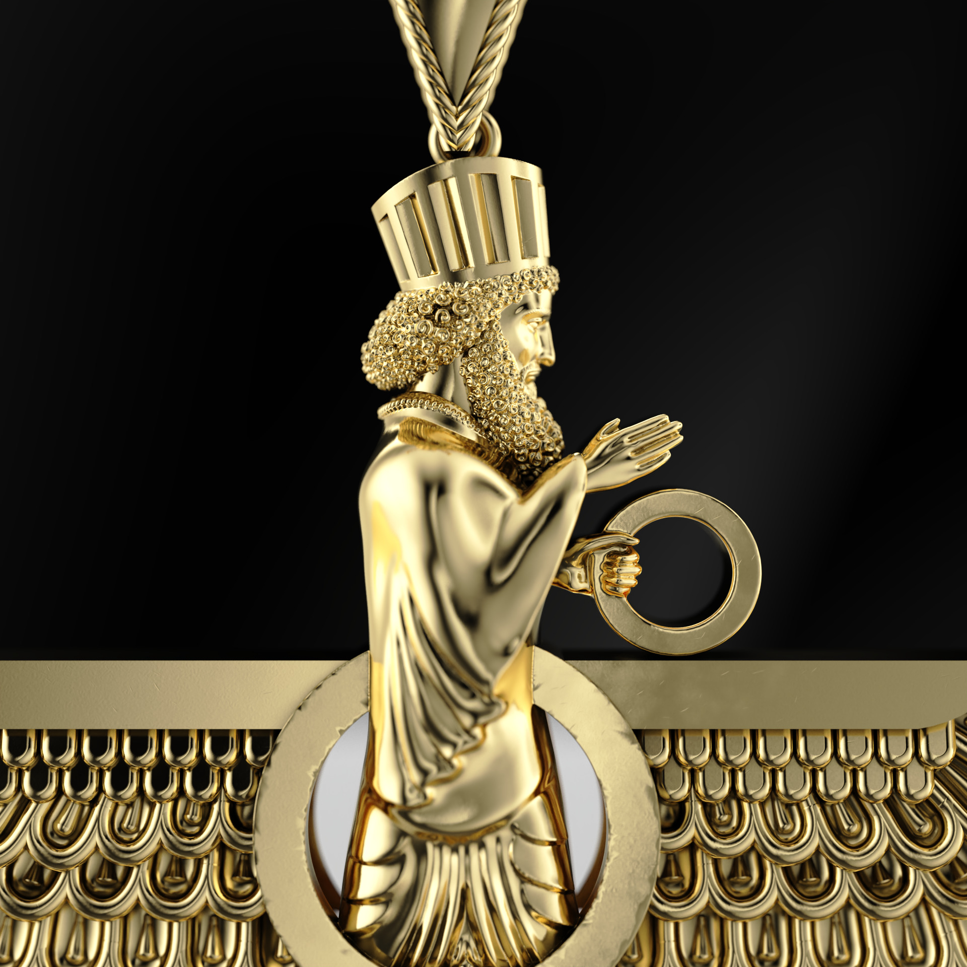 Faravahar Ahura Mazda Pendant 3D print model_3