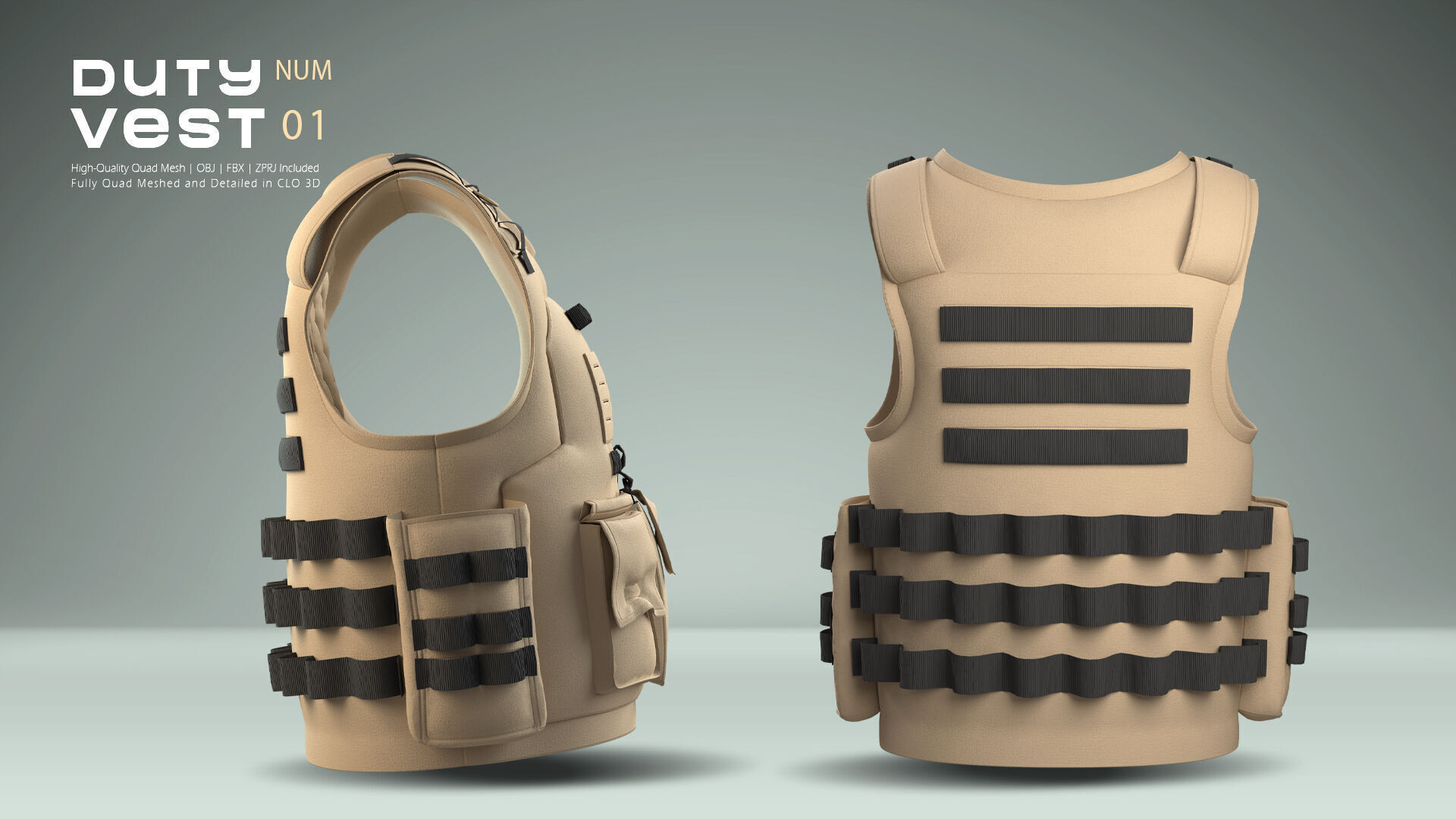 Duty Vest  01  Low-poly 3D model_3