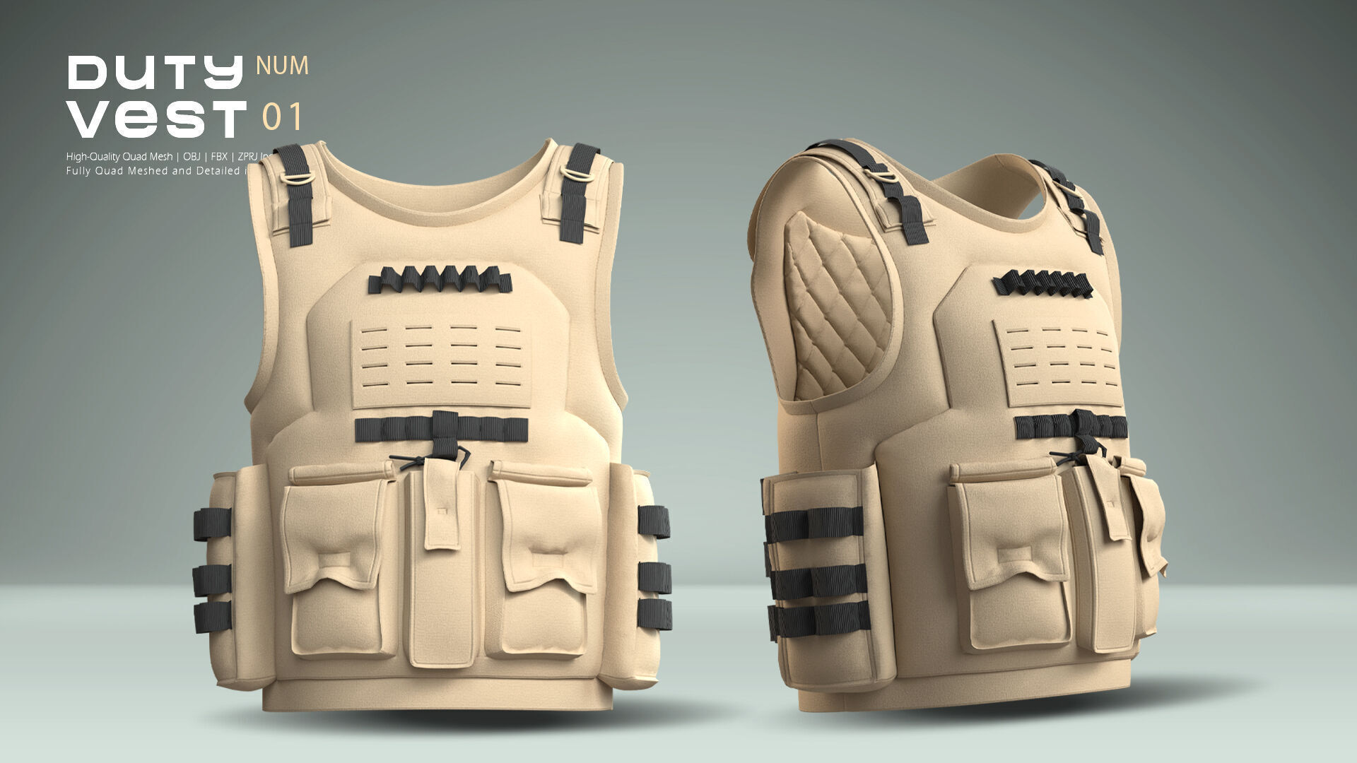 Duty Vest  01  Low-poly 3D model_2