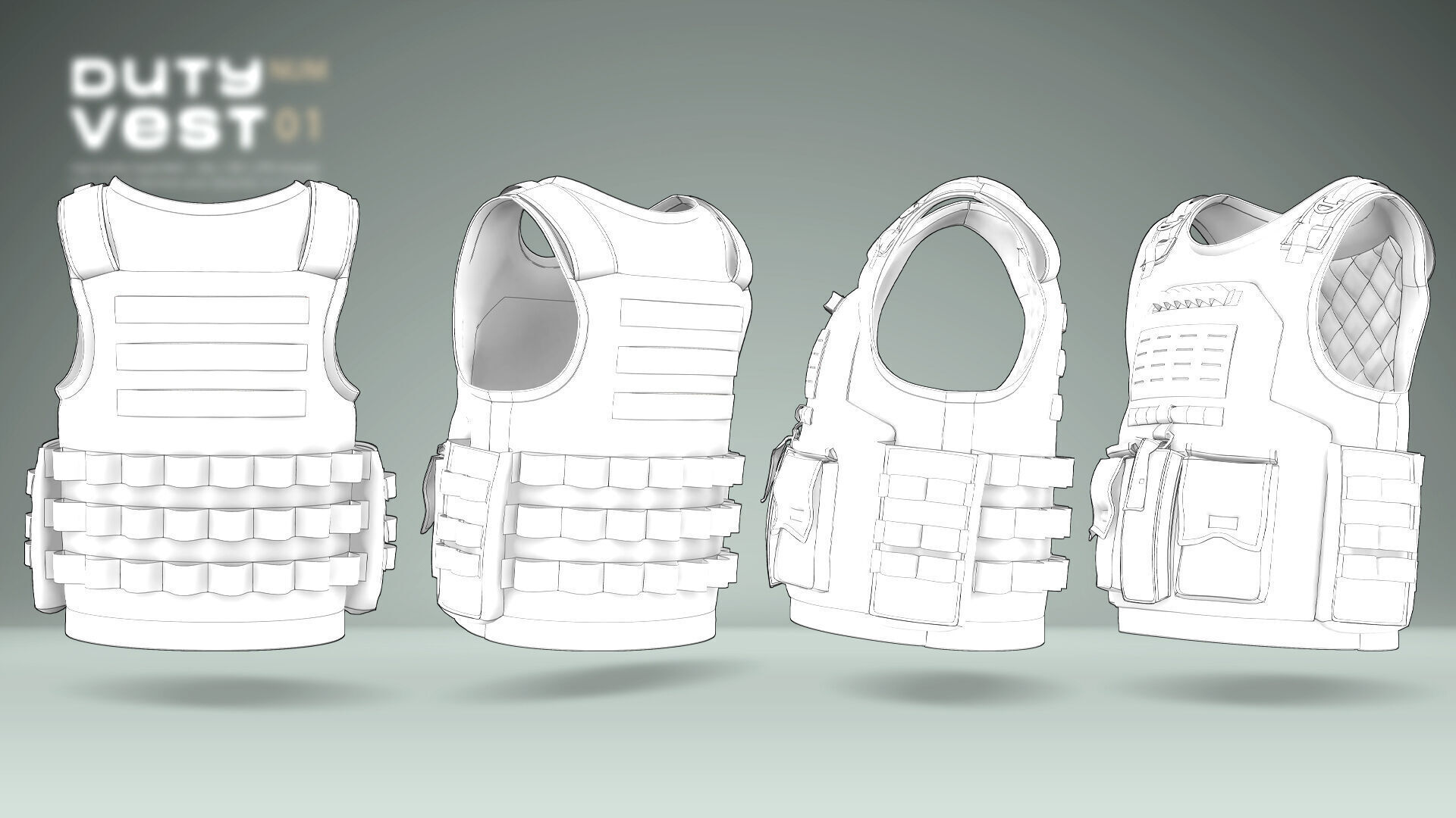 Duty Vest  01  Low-poly 3D model_9