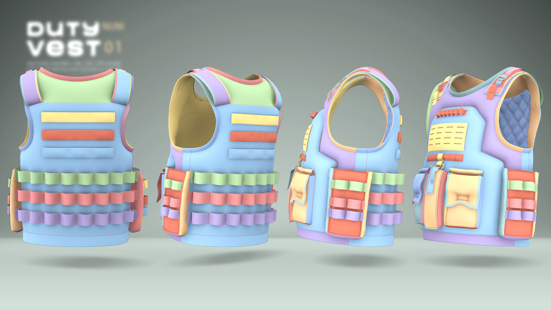 Duty Vest  01  Low-poly 3D model_7