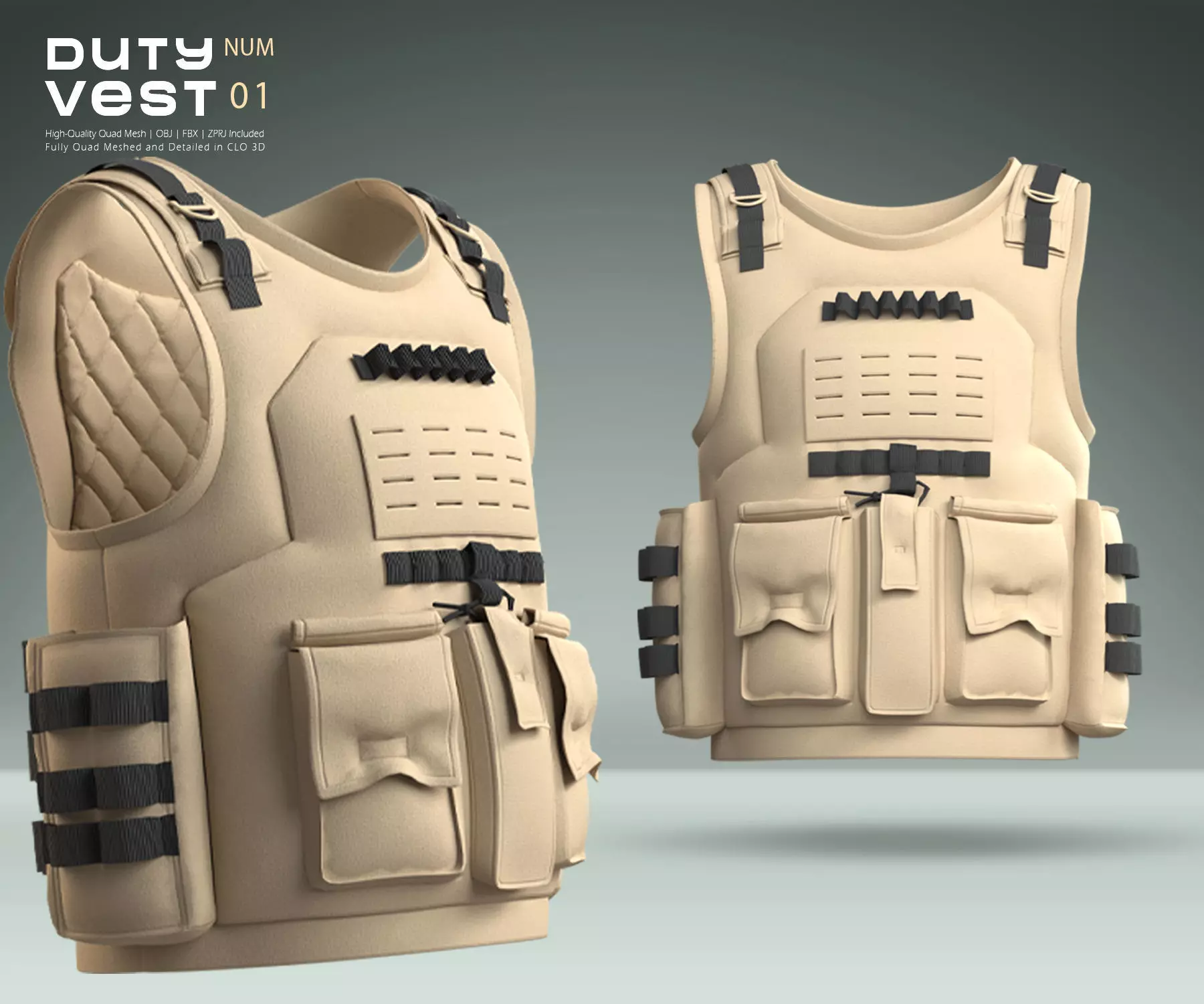 Duty Vest  01  Low-poly 3D model_0