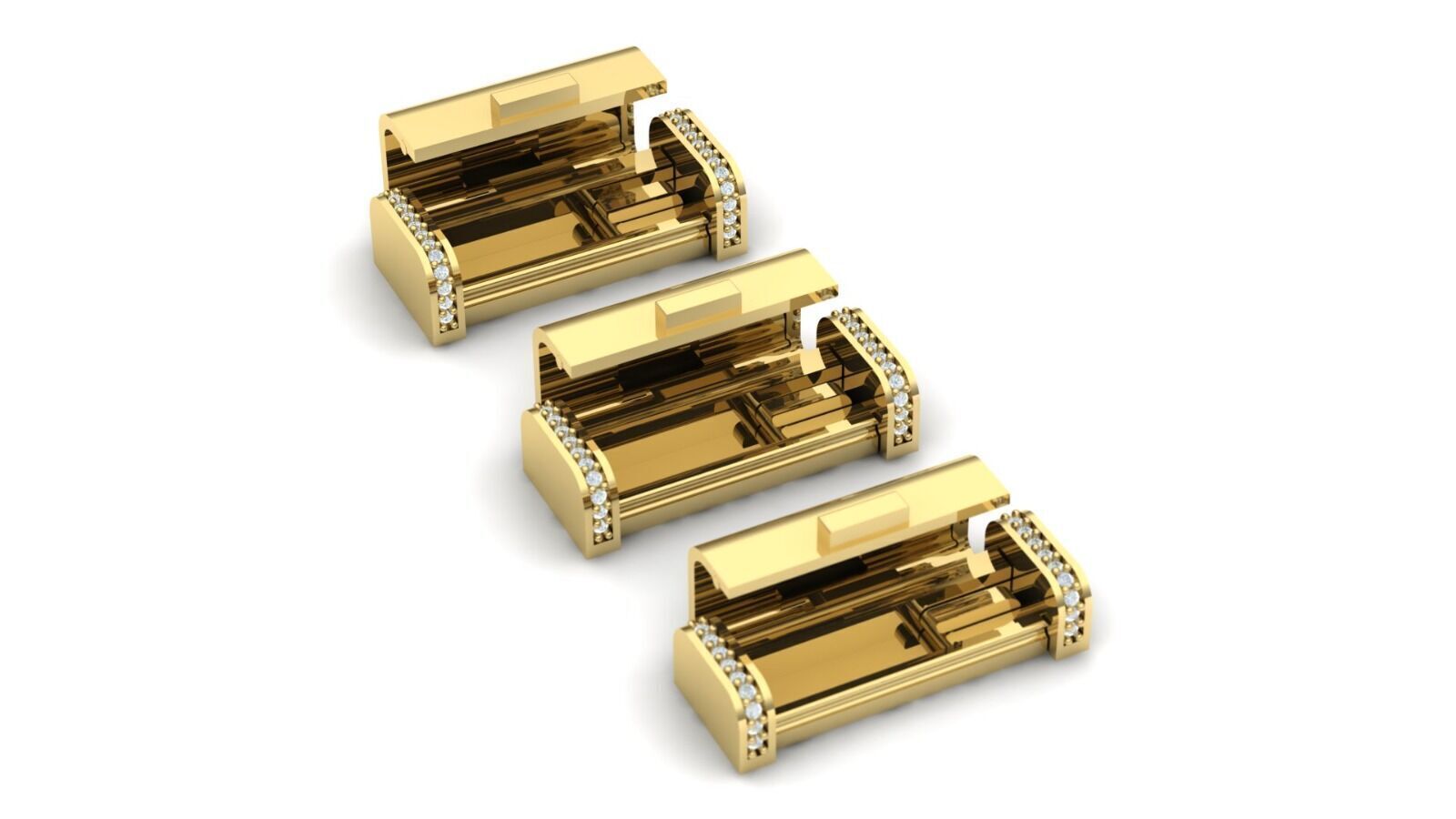 PACK Cuban Locks with Diamonds Sides 8mm 9mm 10mm 3D print model_1