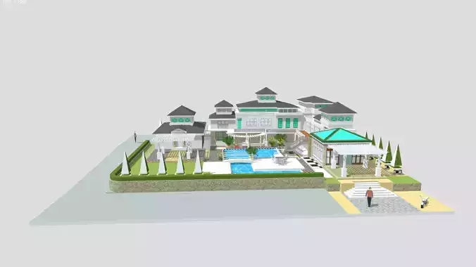 Luxury Hotel Garden Kit Set Modern Resort Space Modular System 3D model