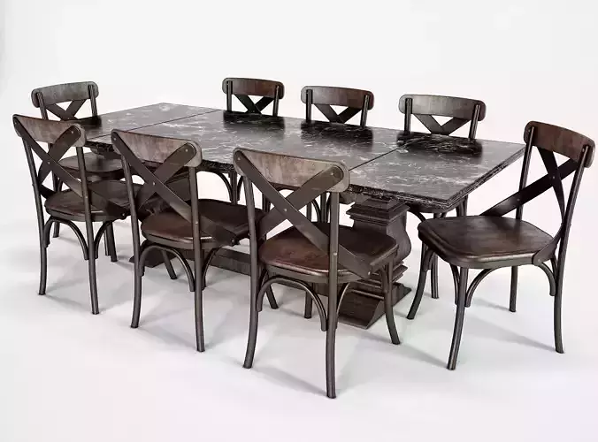 Classic Wooden Dining Table Set with 8 Chairs 