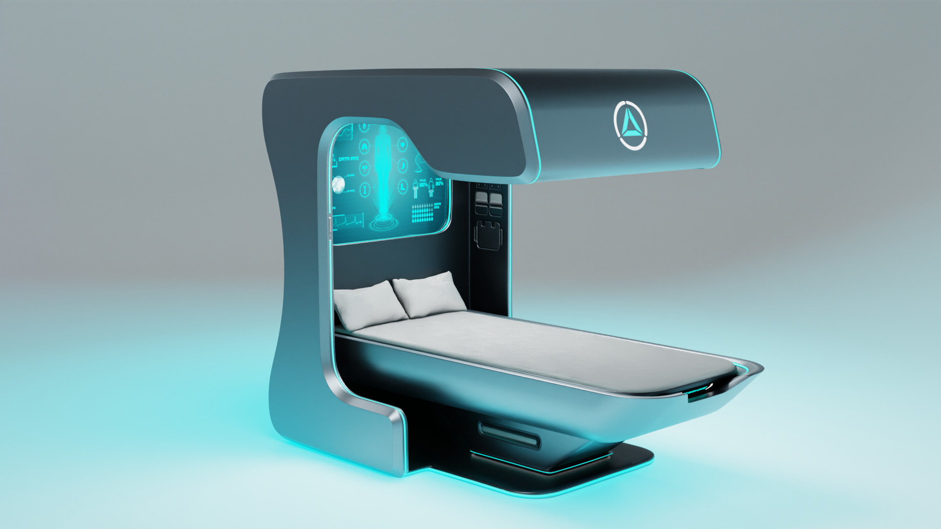Sci-Fi Bed Low-poly 3D model_2