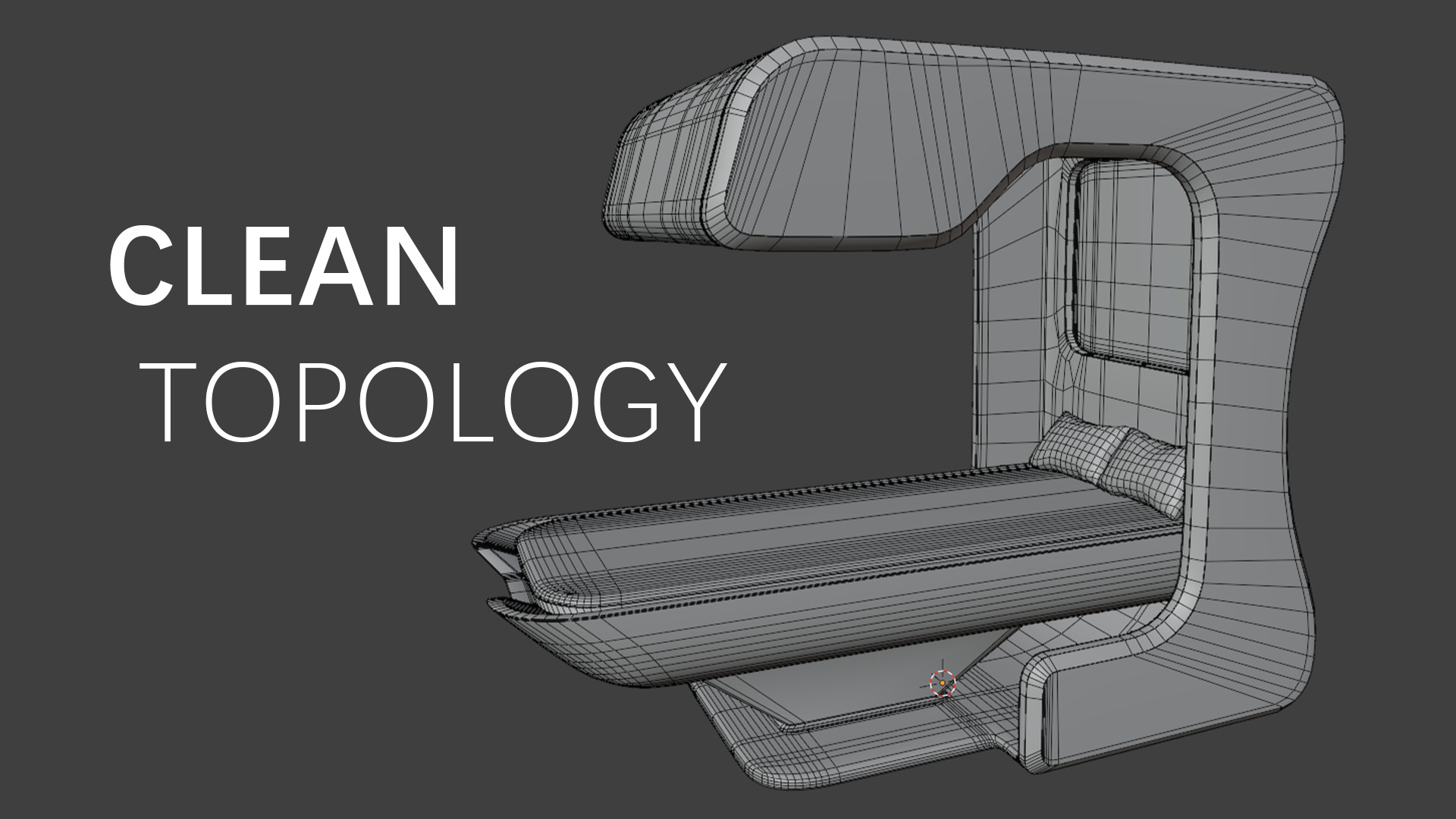 Sci-Fi Bed Low-poly 3D model_6