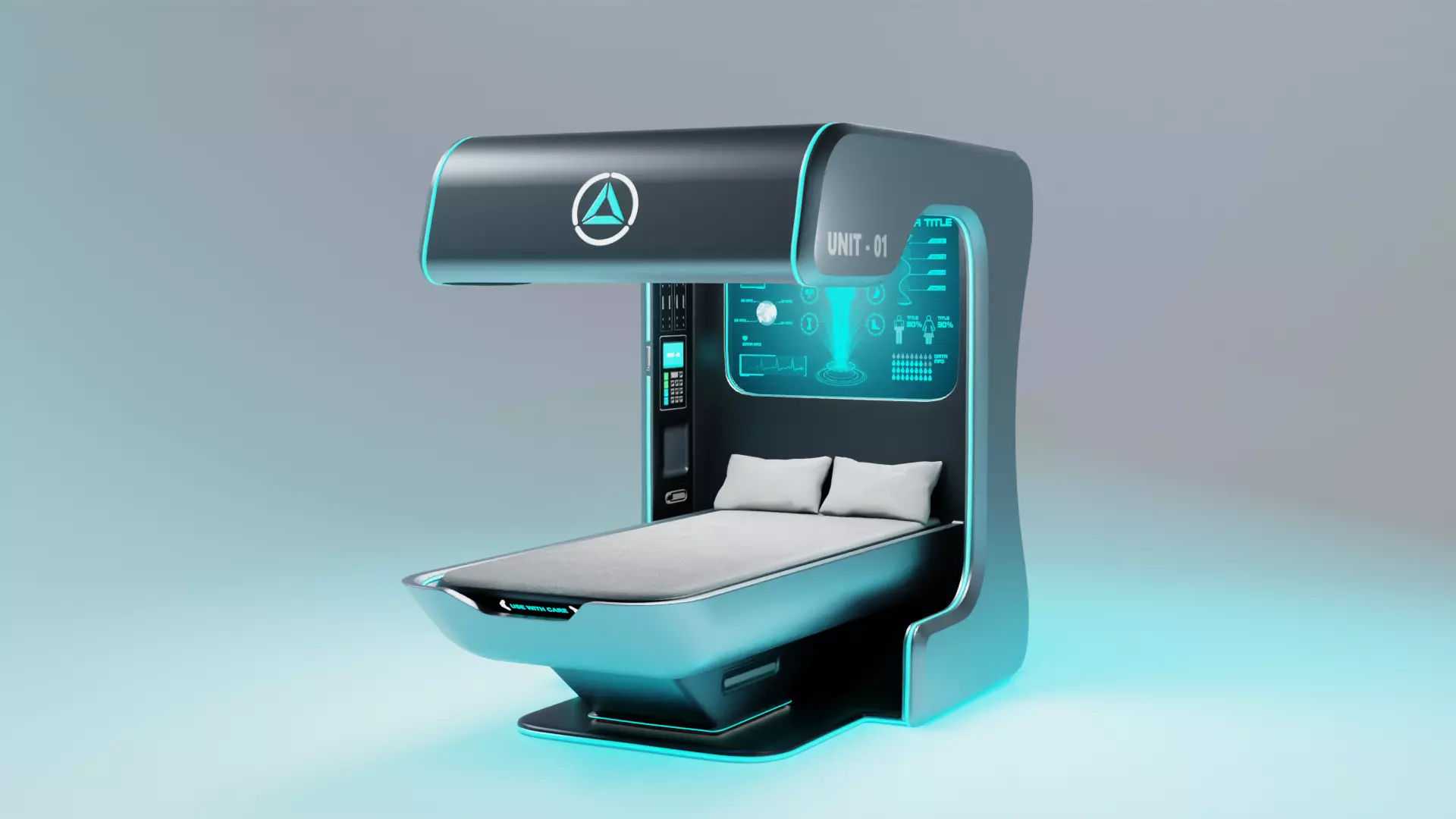 Sci-Fi Bed Low-poly 3D model_0
