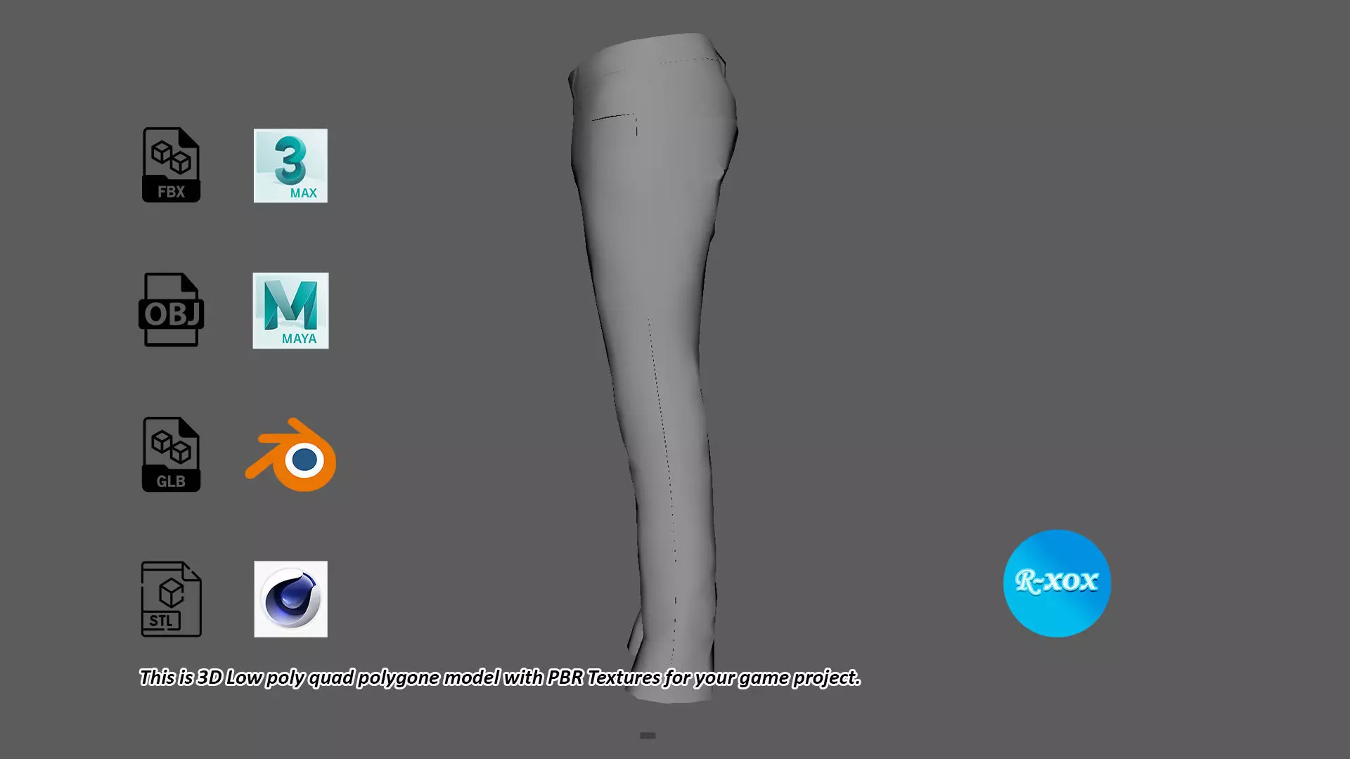 Low-poly Jeans2 or Denim Pant 3D Model for game with PBR Texture Free low-poly 3D model