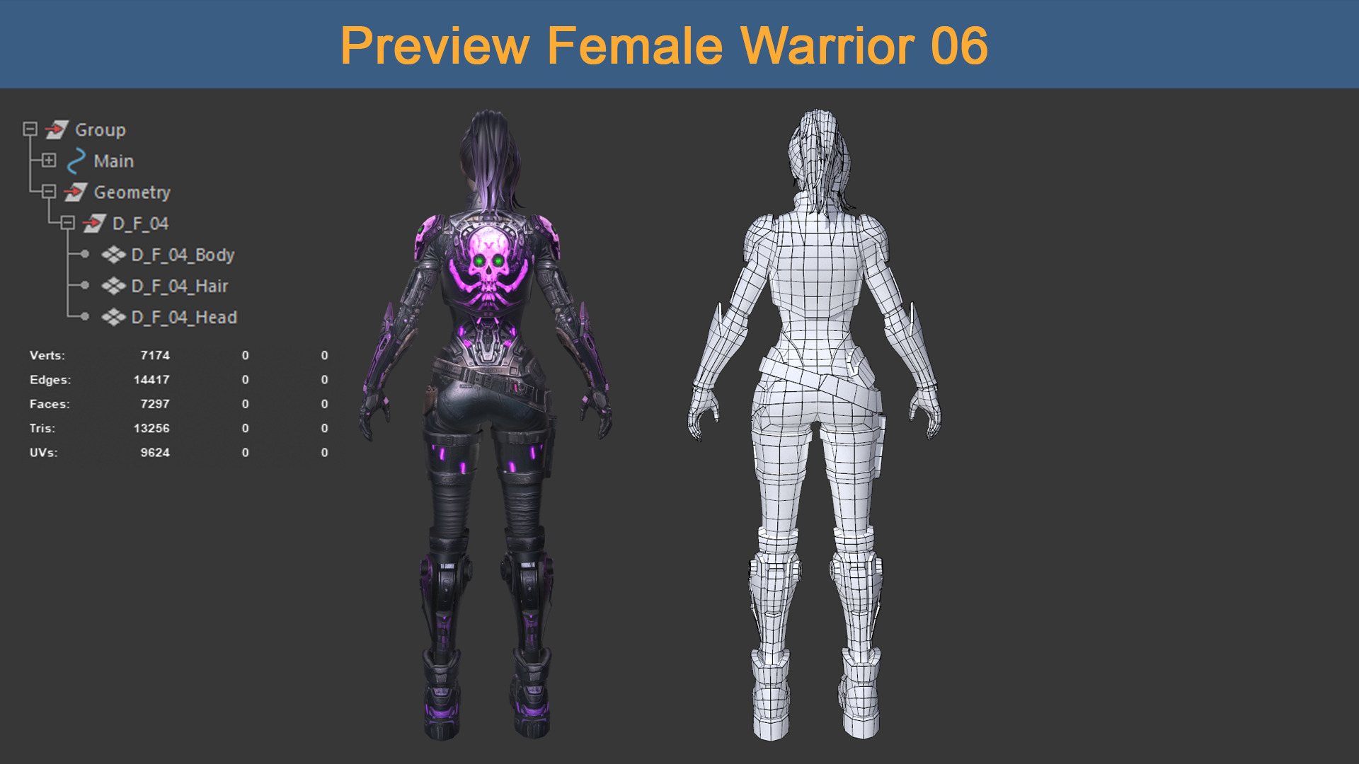 Character Female Warriors 06 - Ready for game Low-poly 3D model_6
