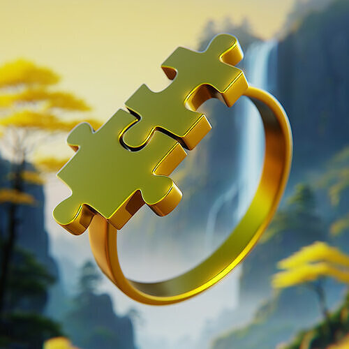 Golden Puzzle Ring - Symbolic 3D Jewelry 73 3D print model