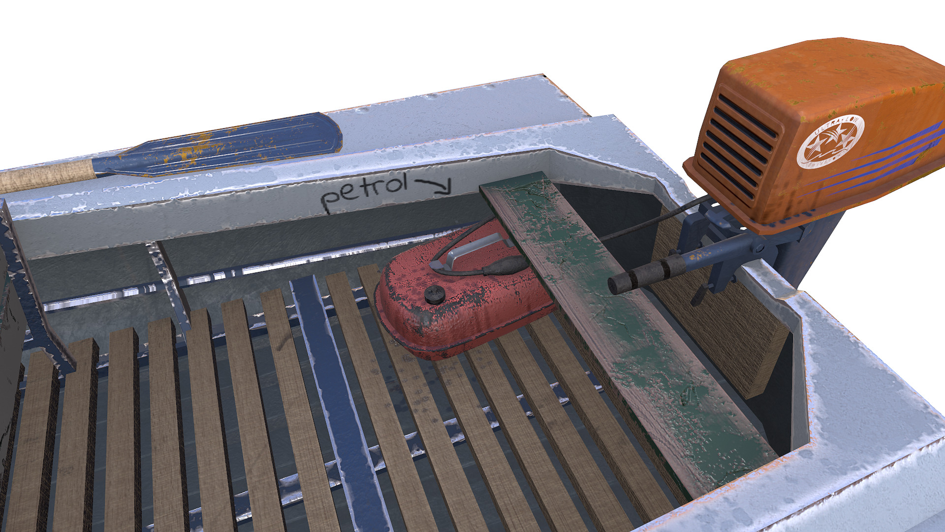 Old Motorboat Low-poly PBR Low-poly 3D model_12