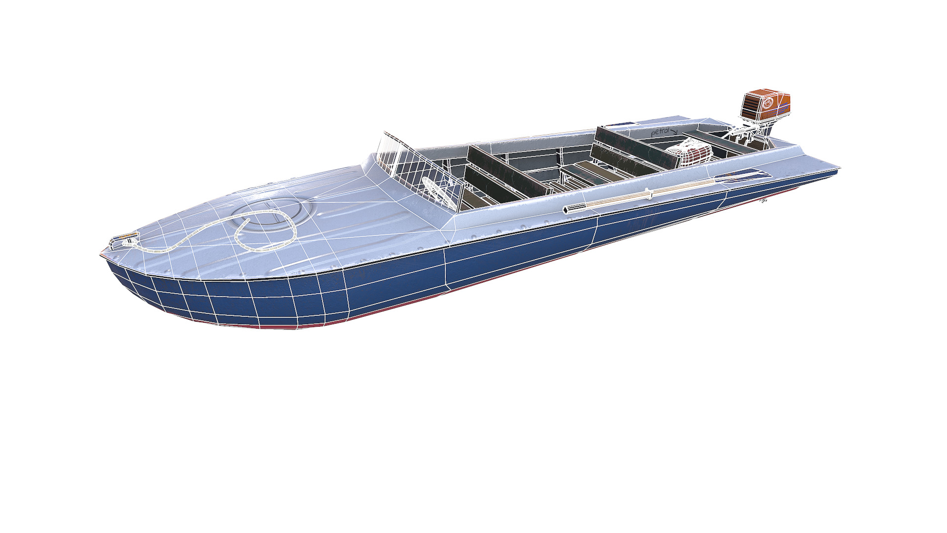 Old Motorboat Low-poly PBR Low-poly 3D model_3