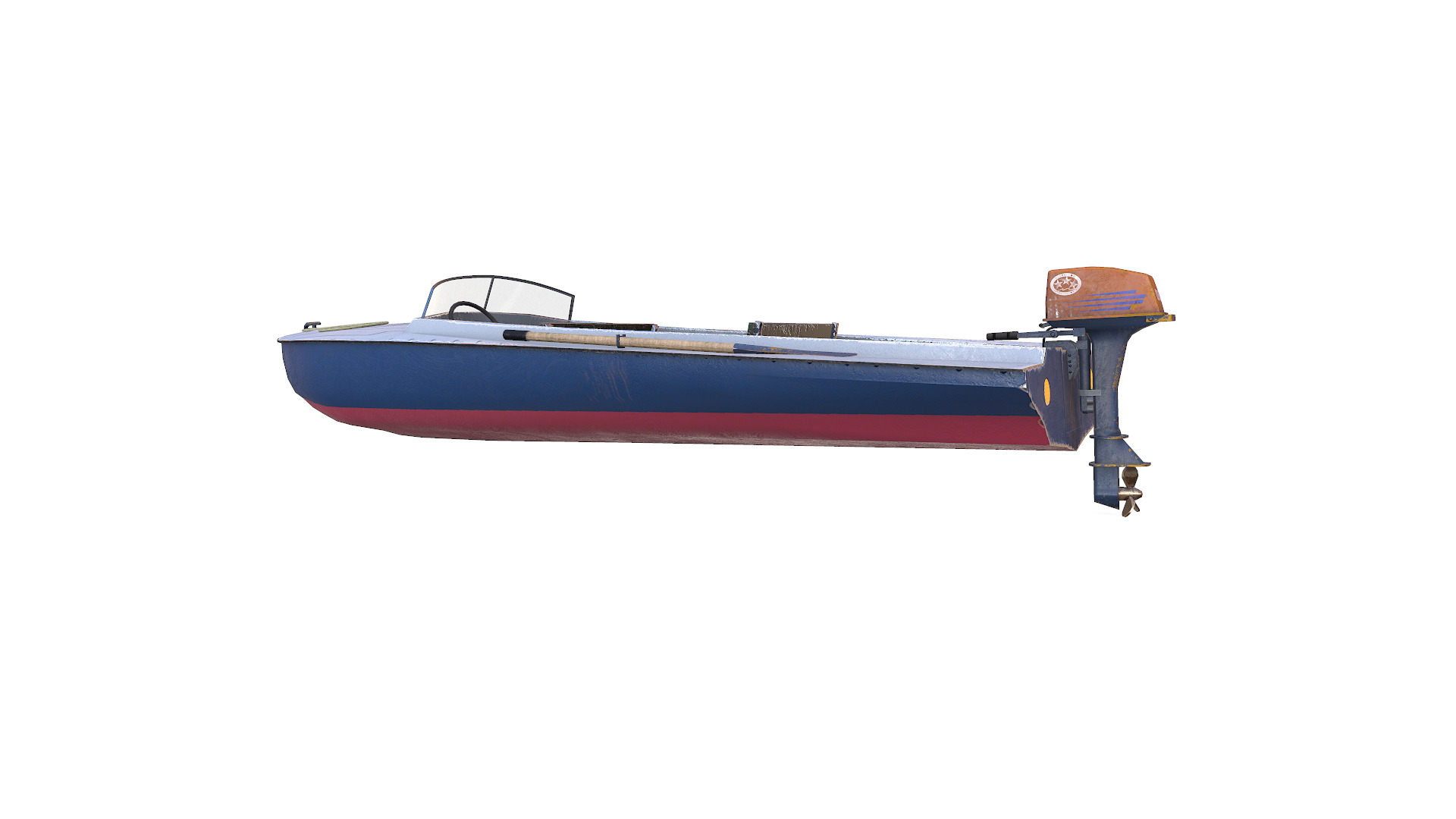 Old Motorboat Low-poly PBR Low-poly 3D model_5