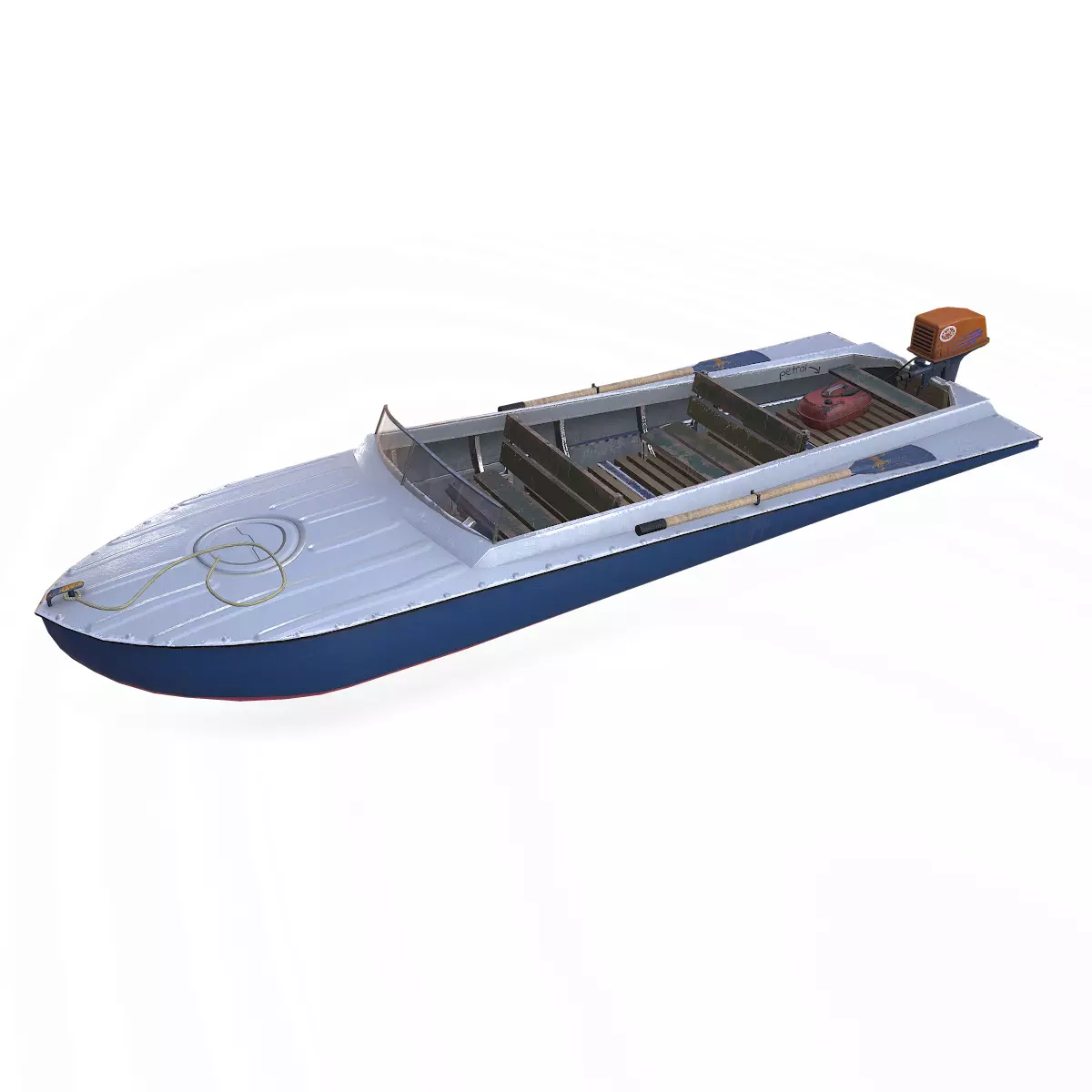 Old Motorboat Low-poly PBR Low-poly 3D model_0
