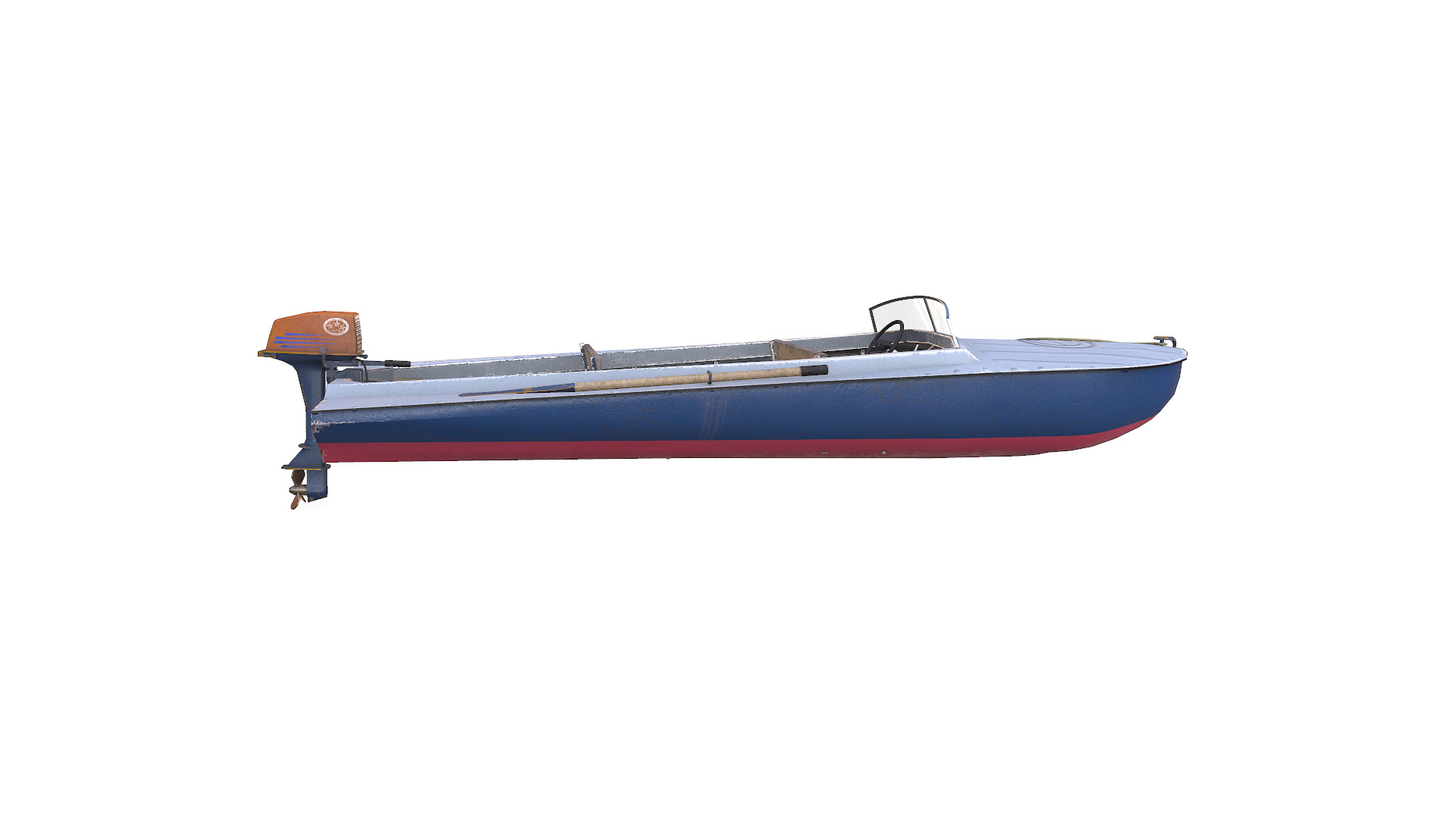 Old Motorboat Low-poly PBR Low-poly 3D model_9