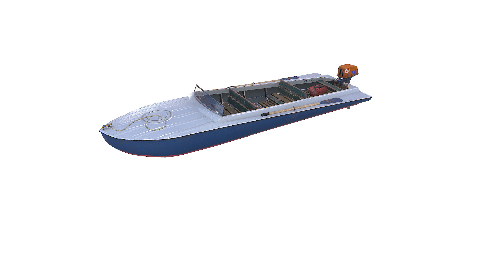 Old Motorboat Low-poly PBR Low-poly 3D model_2