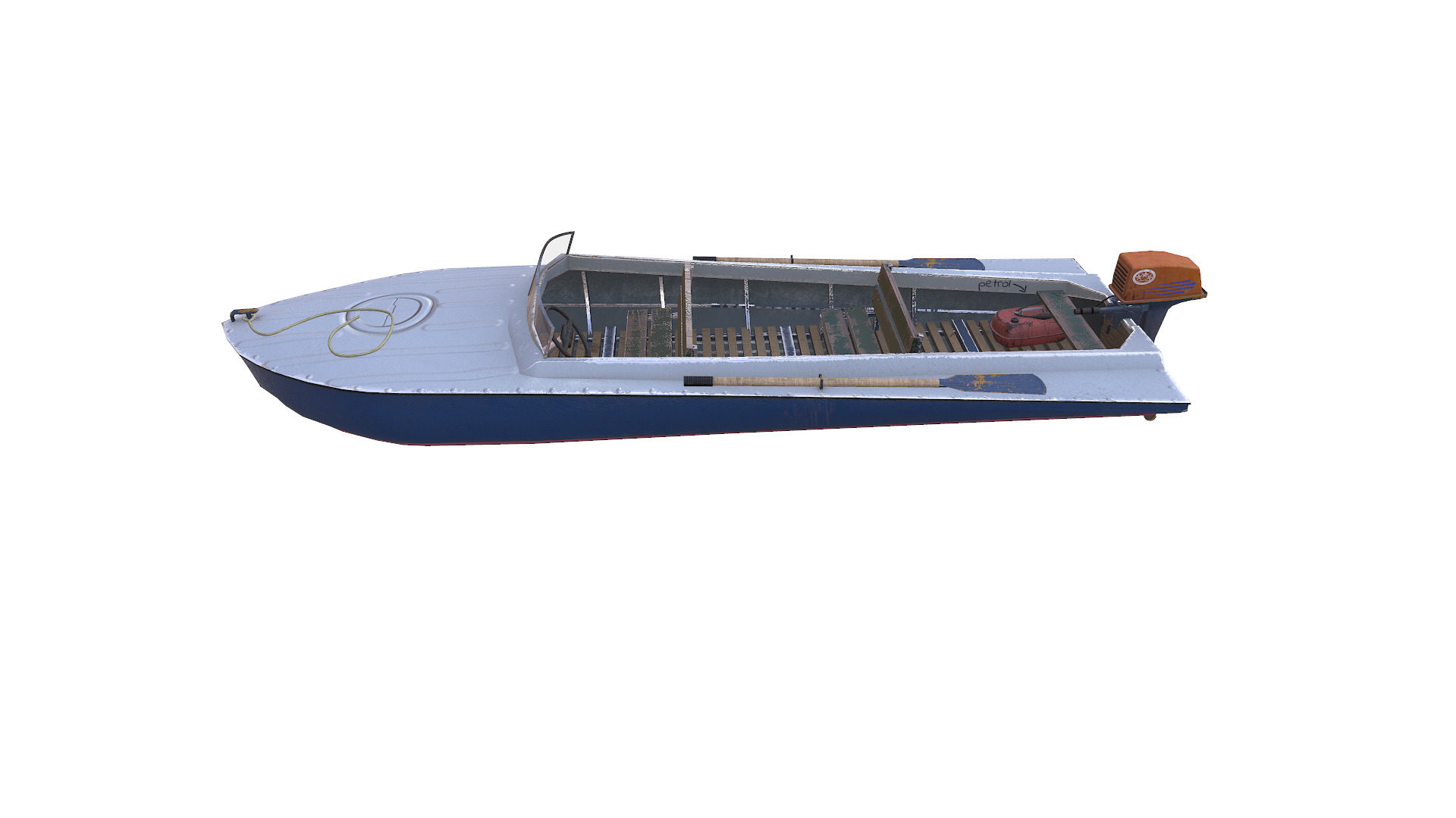 Old Motorboat Low-poly PBR Low-poly 3D model_4