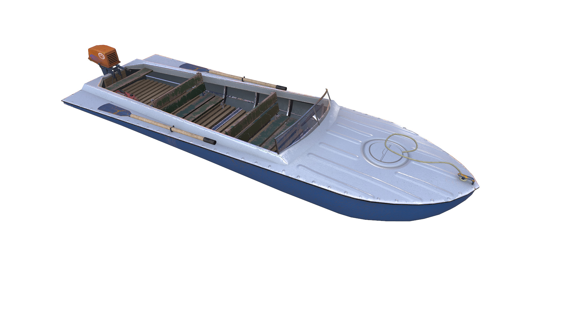 Old Motorboat Low-poly PBR Low-poly 3D model_10