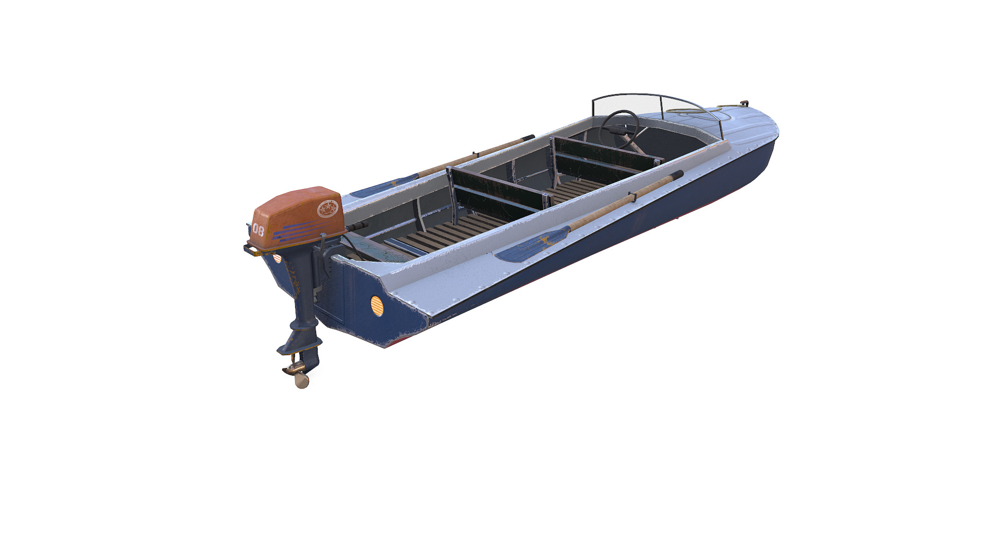 Old Motorboat Low-poly PBR Low-poly 3D model_8