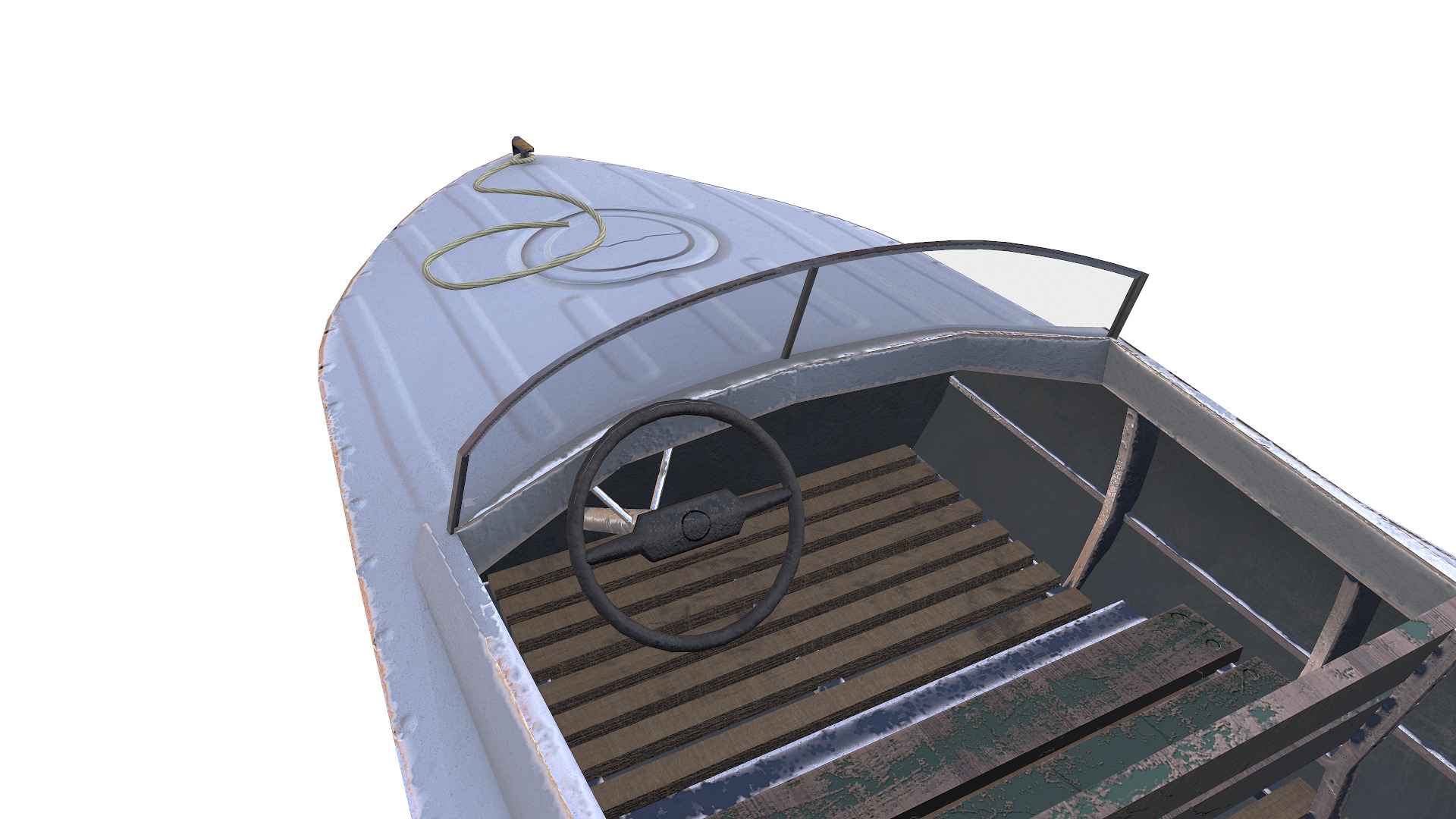 Old Motorboat Low-poly PBR Low-poly 3D model_13