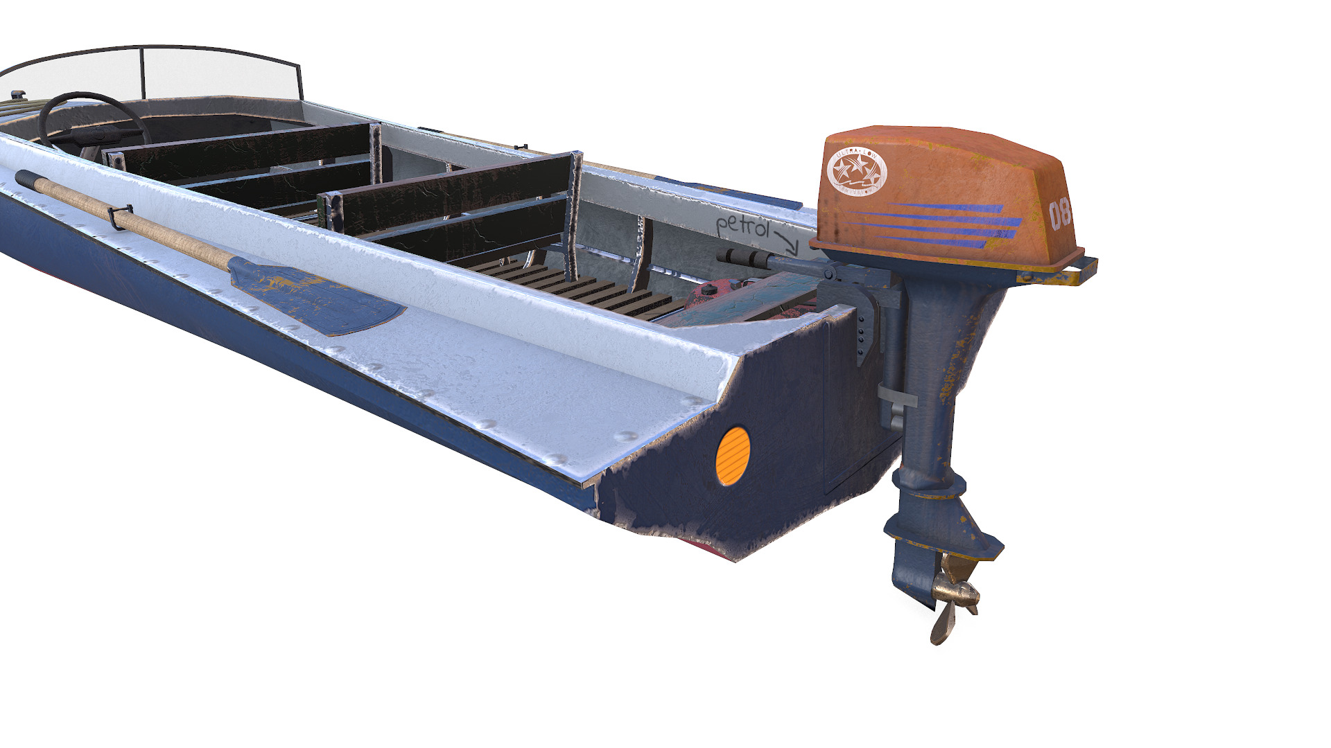 Old Motorboat Low-poly PBR Low-poly 3D model_11