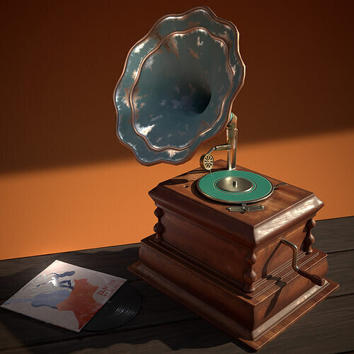 Vintage Gramophone - Game Ready PBR Asset Low-poly 3D model