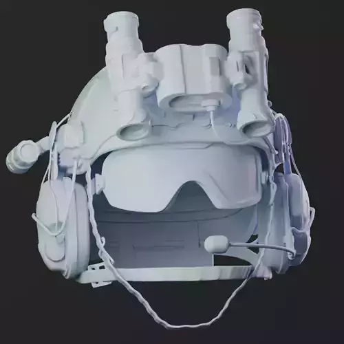 Tactical Military Helmet 3D Model  With Night Vision Mic Goggles 3D model
