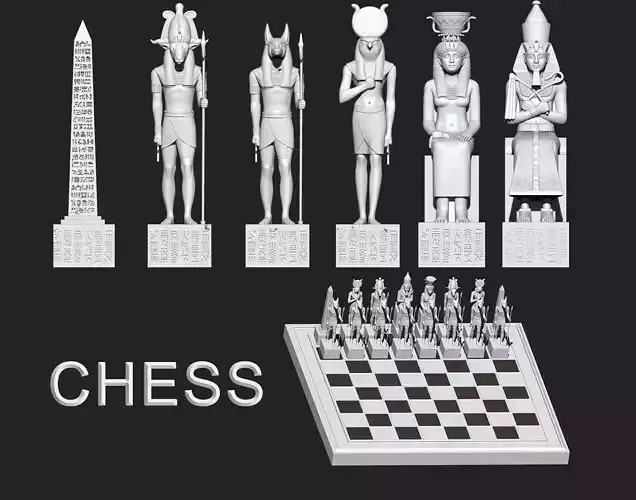 Egyptian pharaoh chess 3d printable stl  model