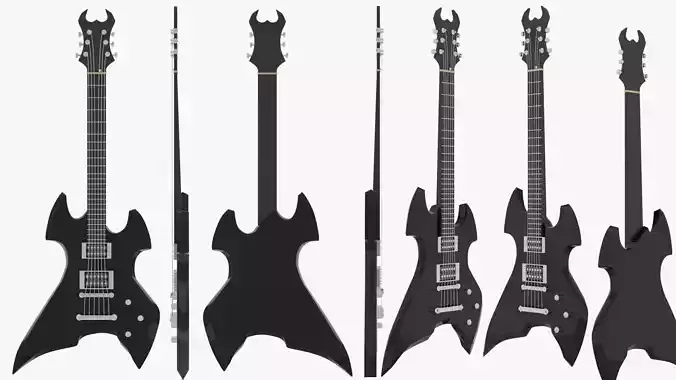 Electric Bass Guitar 3D Model Low-poly 3D model