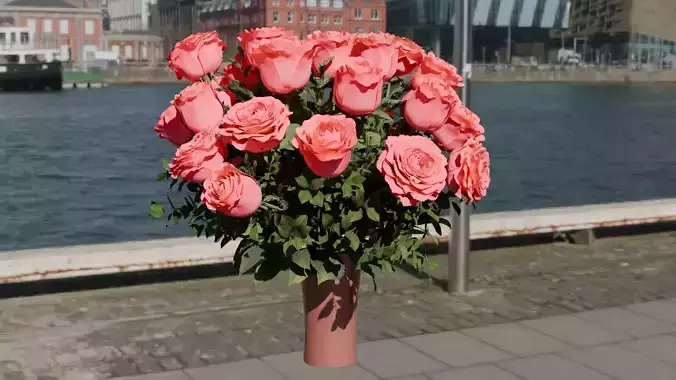 Pink rose 3D model  3D model