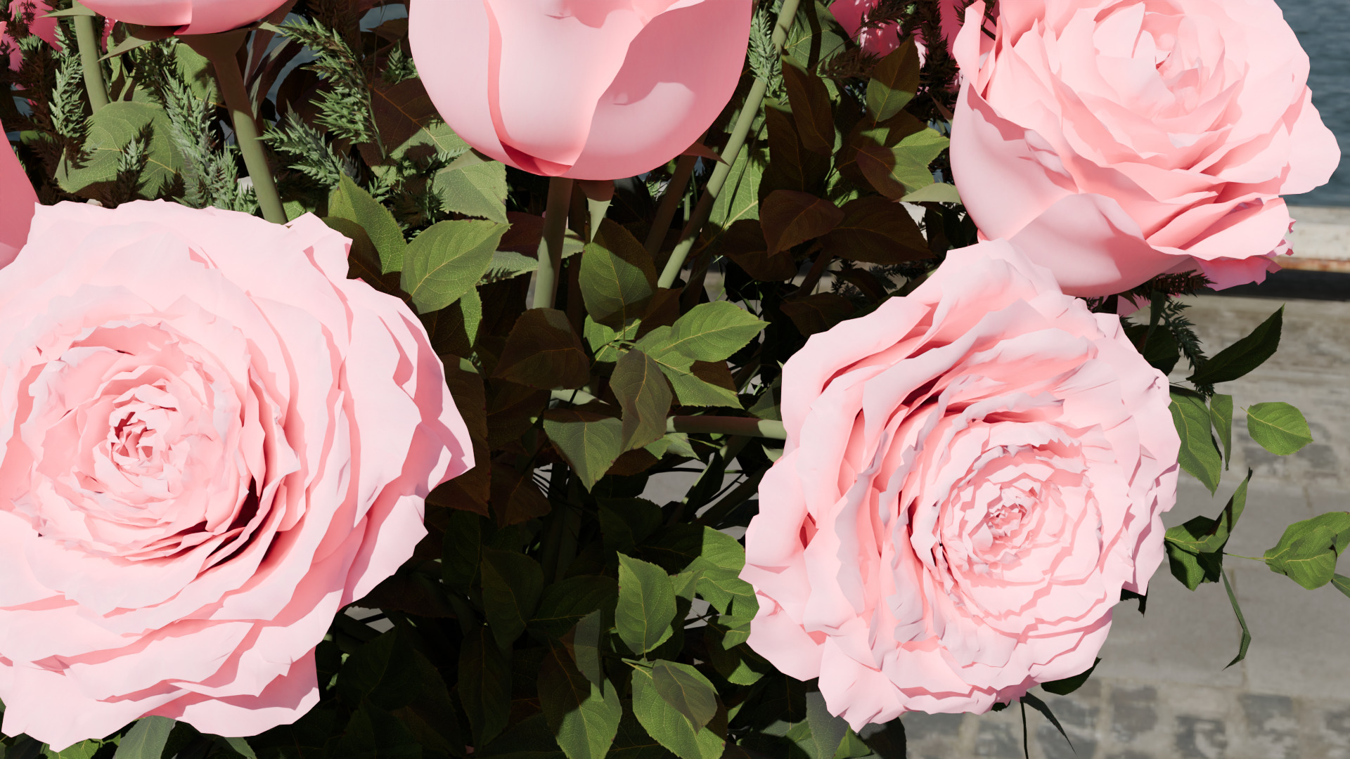 Pink rose 3D model  3D model_2