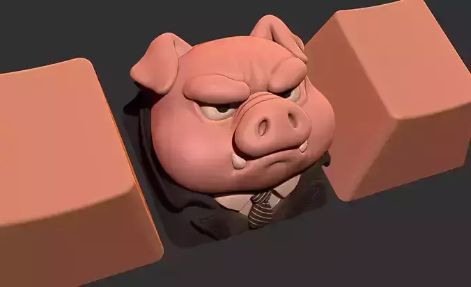 keycap artisan Pig Mafia cute for keyboard or figure 3D print